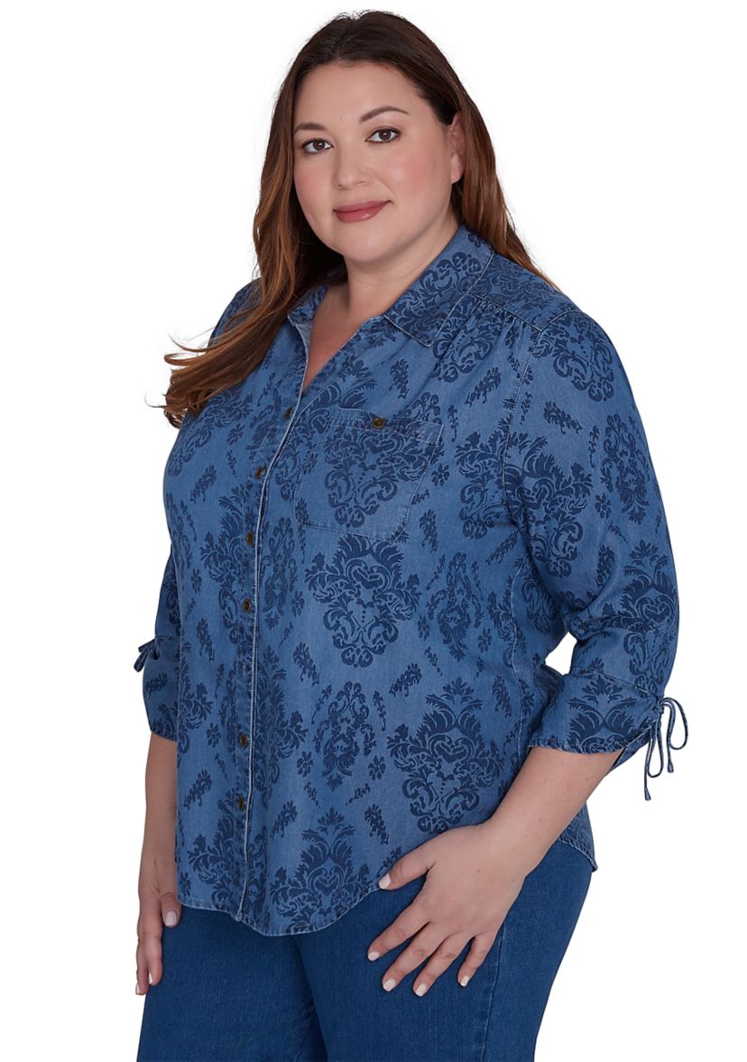 Plus Size Harvest Moon Medallion Tencel Shirt
