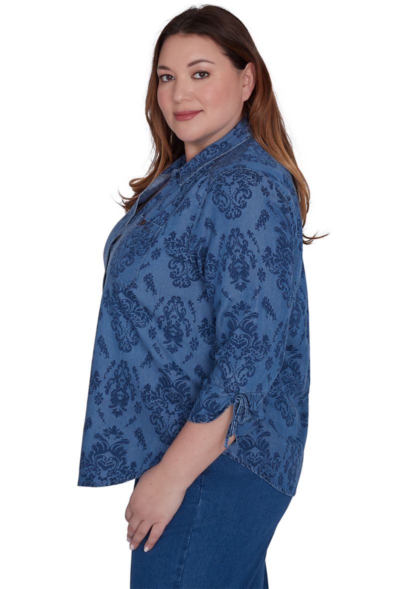 Plus Size Harvest Moon Medallion Tencel Shirt