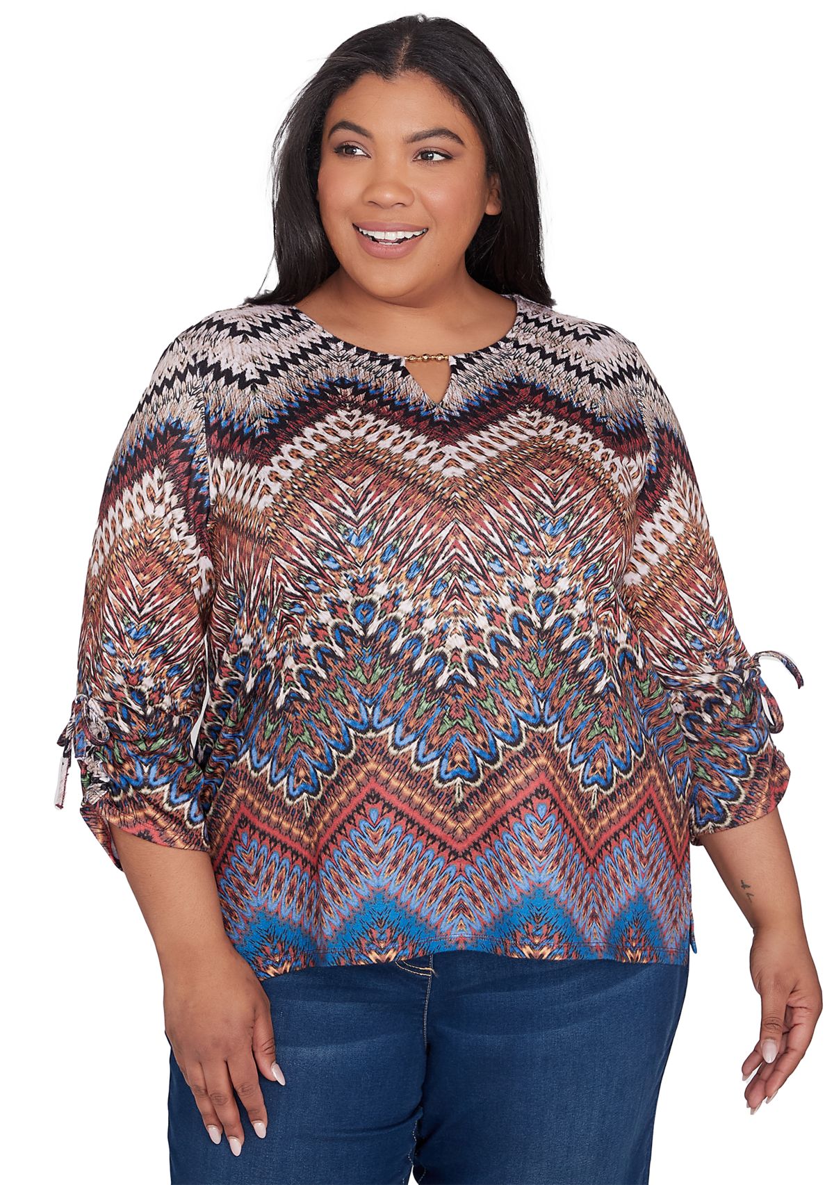 Plus Size Harvest Moon Chevron Texture Top