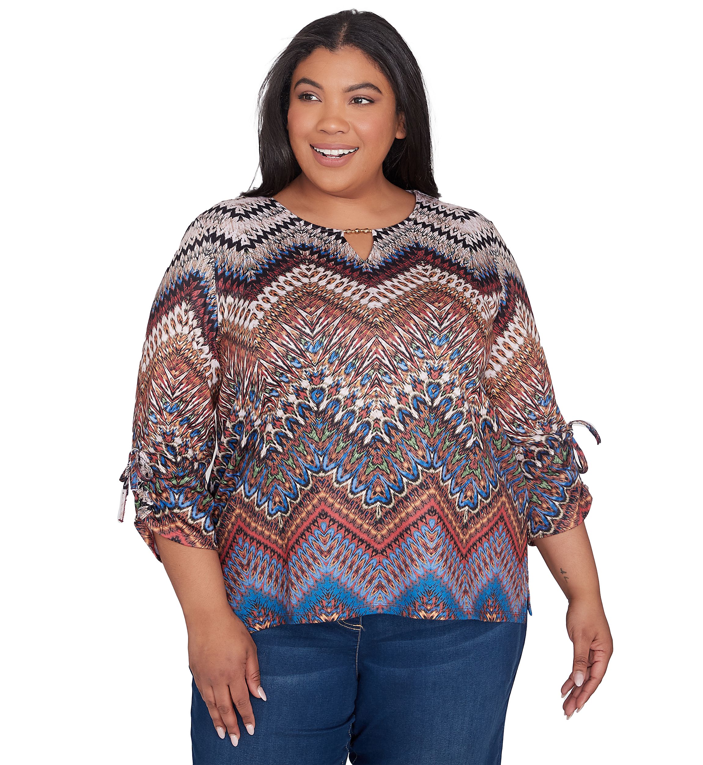 Plus Size Harvest Moon Chevron Texture Top