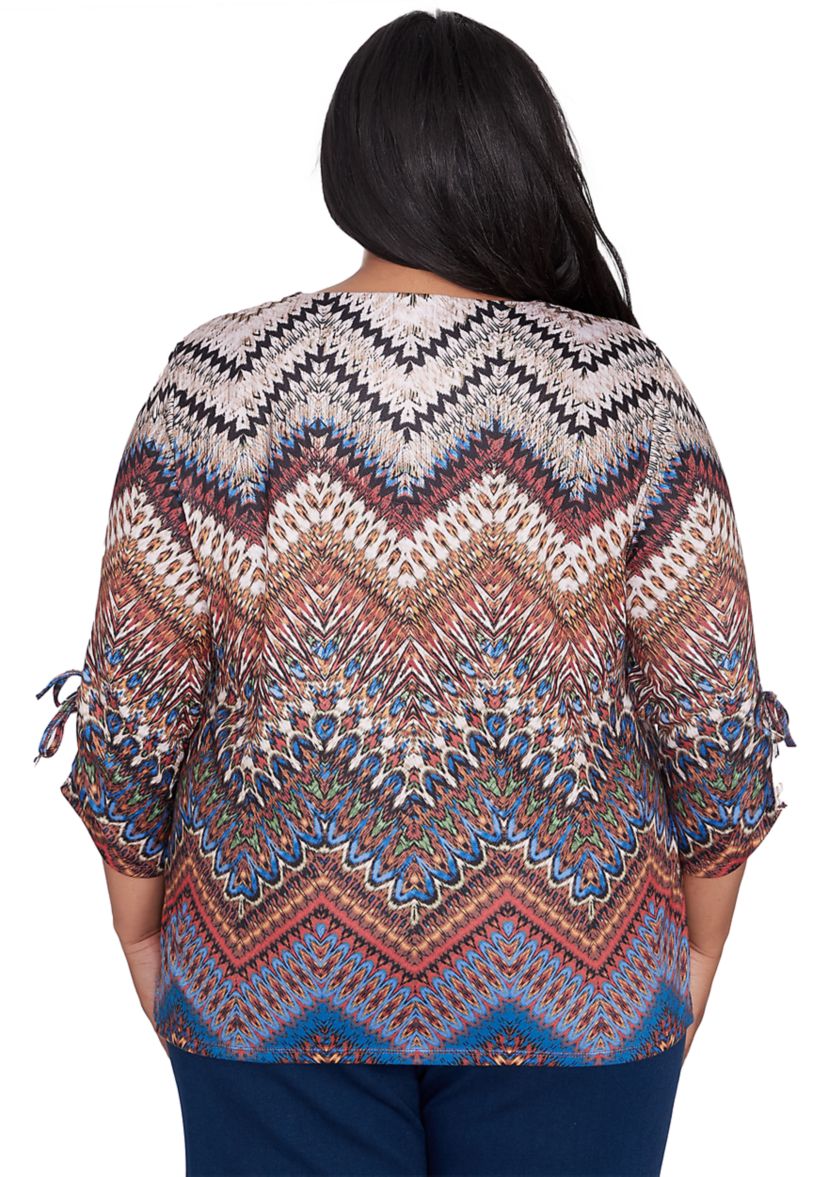 Plus Size Harvest Moon Chevron Texture Top