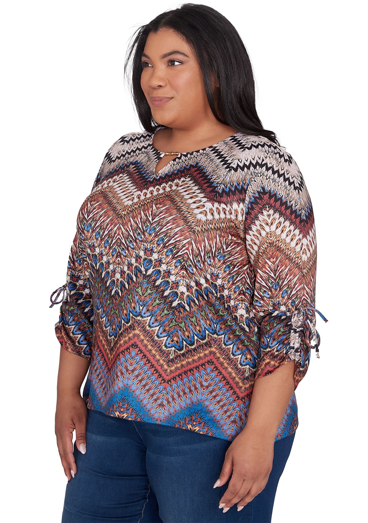Plus Size Harvest Moon Chevron Texture Top