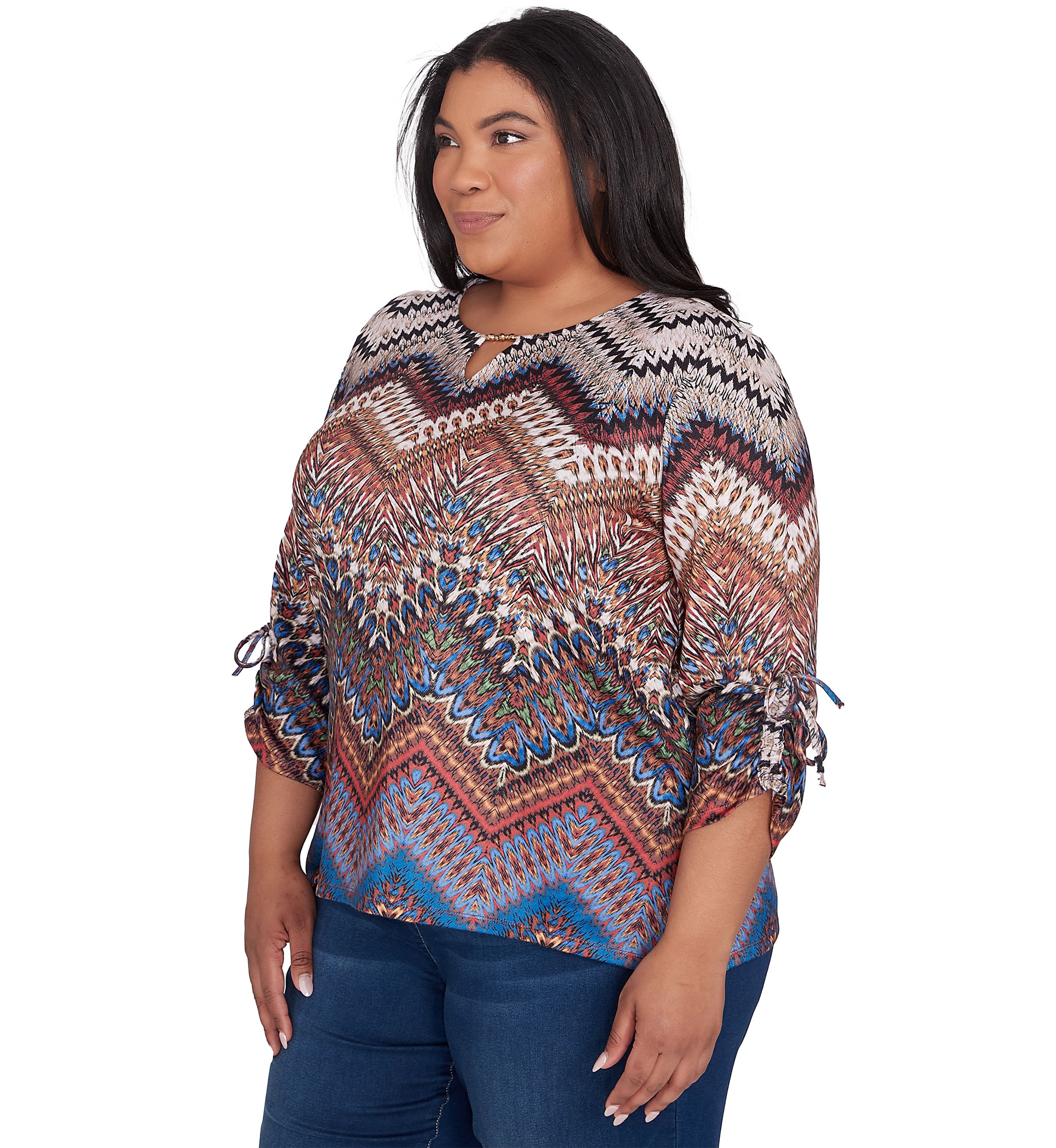 Plus Size Harvest Moon Chevron Texture Top