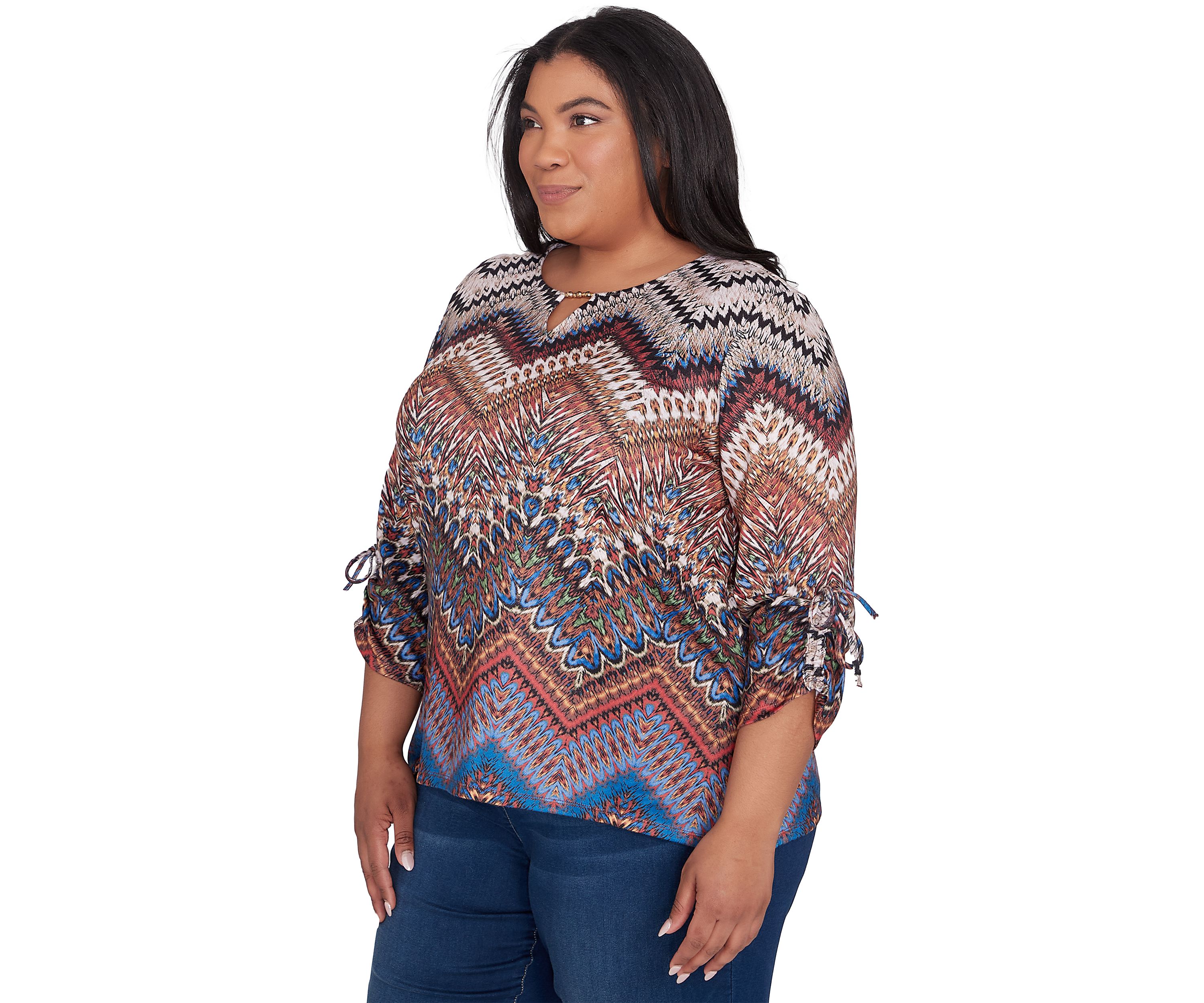 Plus Size Harvest Moon Chevron Texture Top