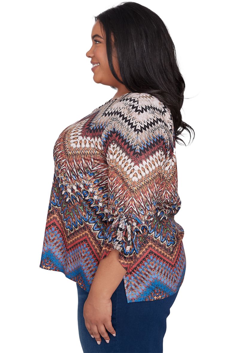 Plus Size Harvest Moon Chevron Texture Top