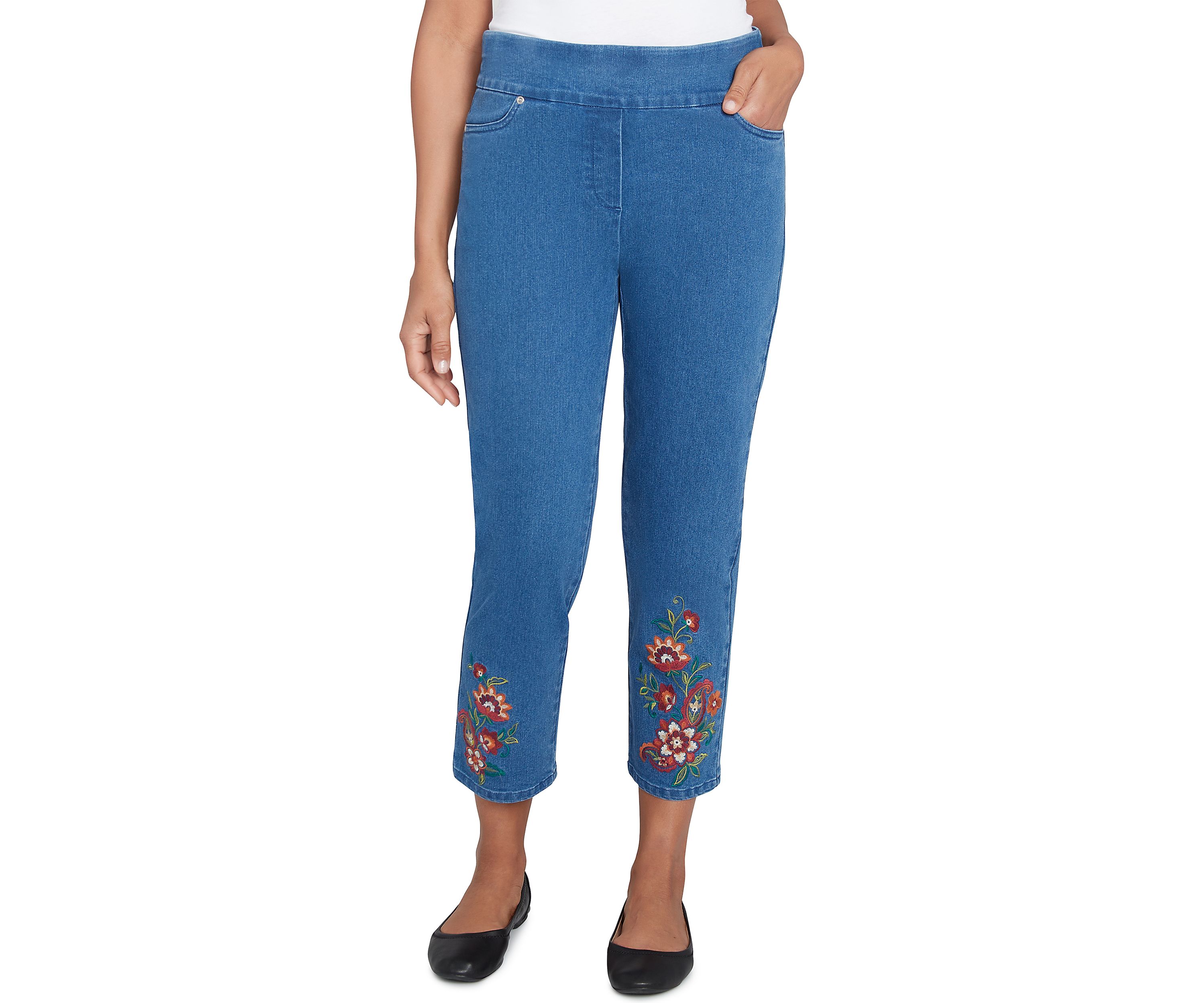 Alfred Dunner Petite Harvest Moon Paisley Floral Embroidered Ankle