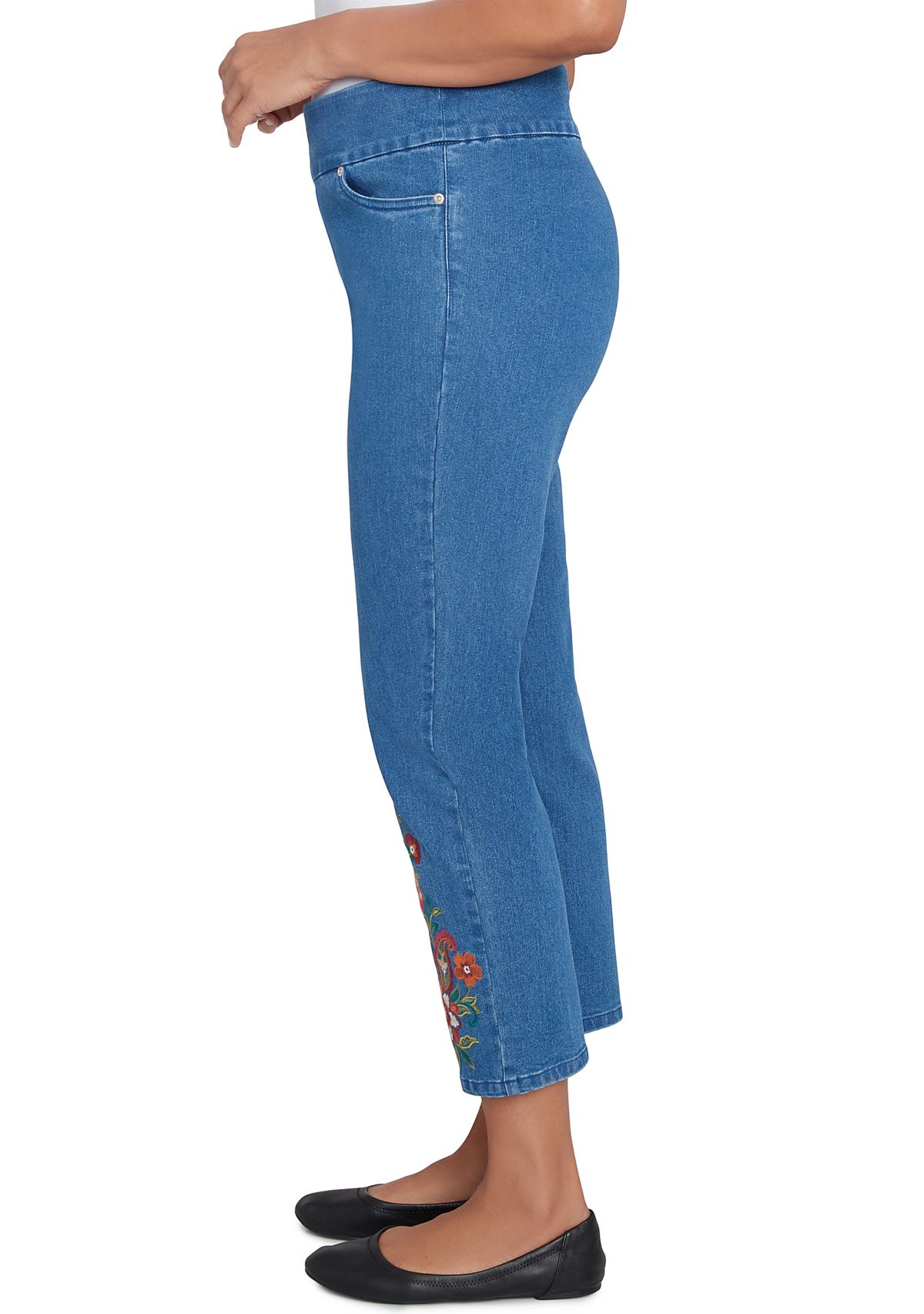 Petite Harvest Moon Paisley Floral Embroidered Ankle Pants