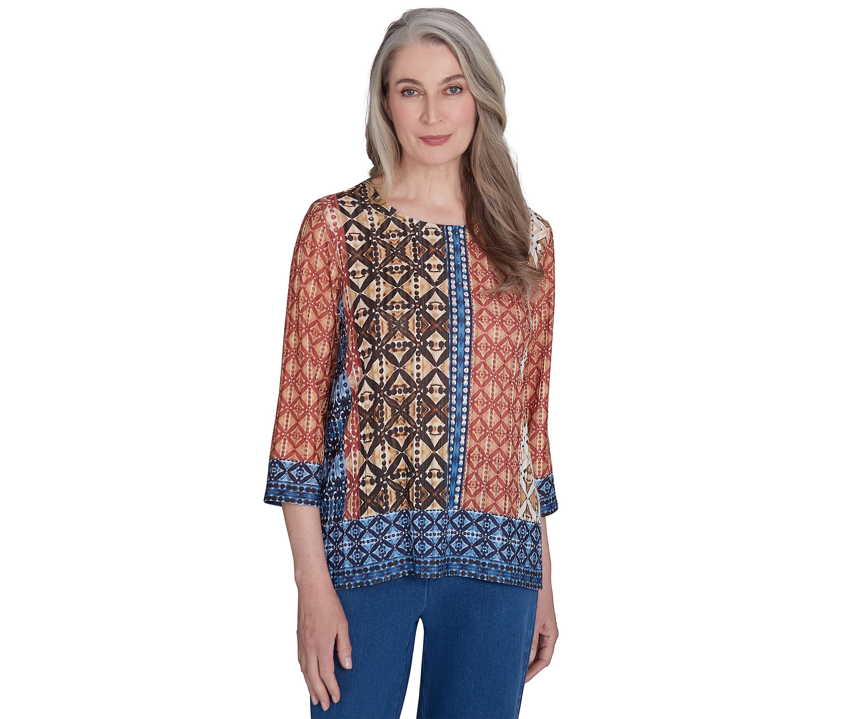 Petite Harvest Moon Batik Texture Border Top 