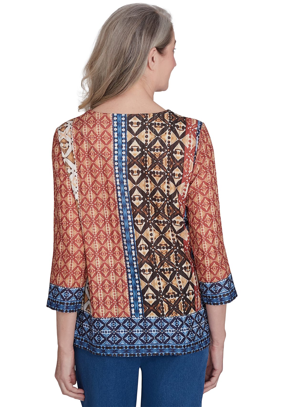 Petite Harvest Moon Batik Texture Border Top 