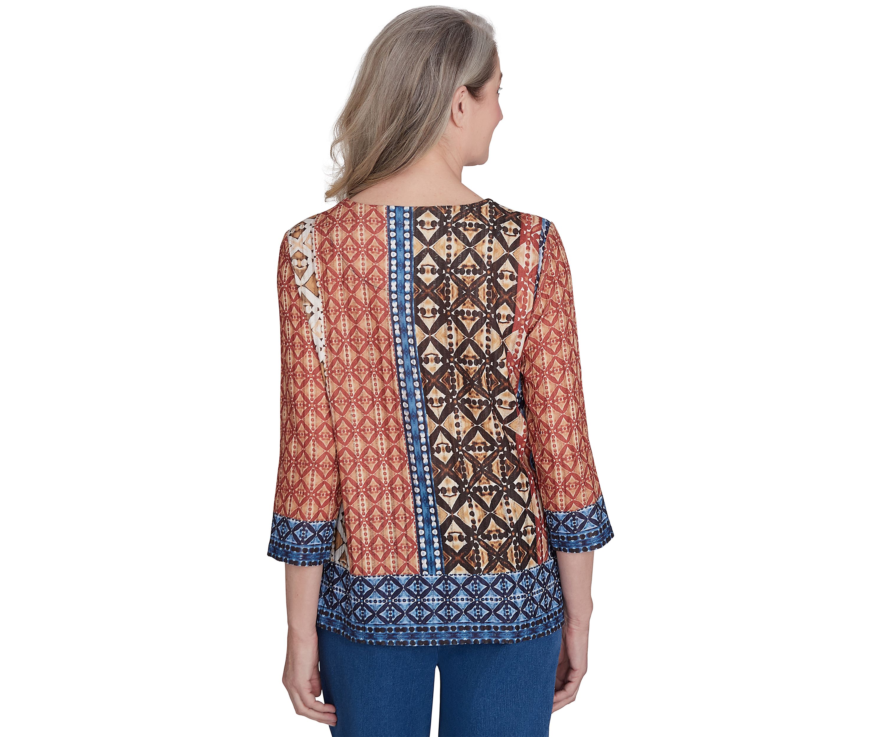 Petite Harvest Moon Batik Texture Border Top 