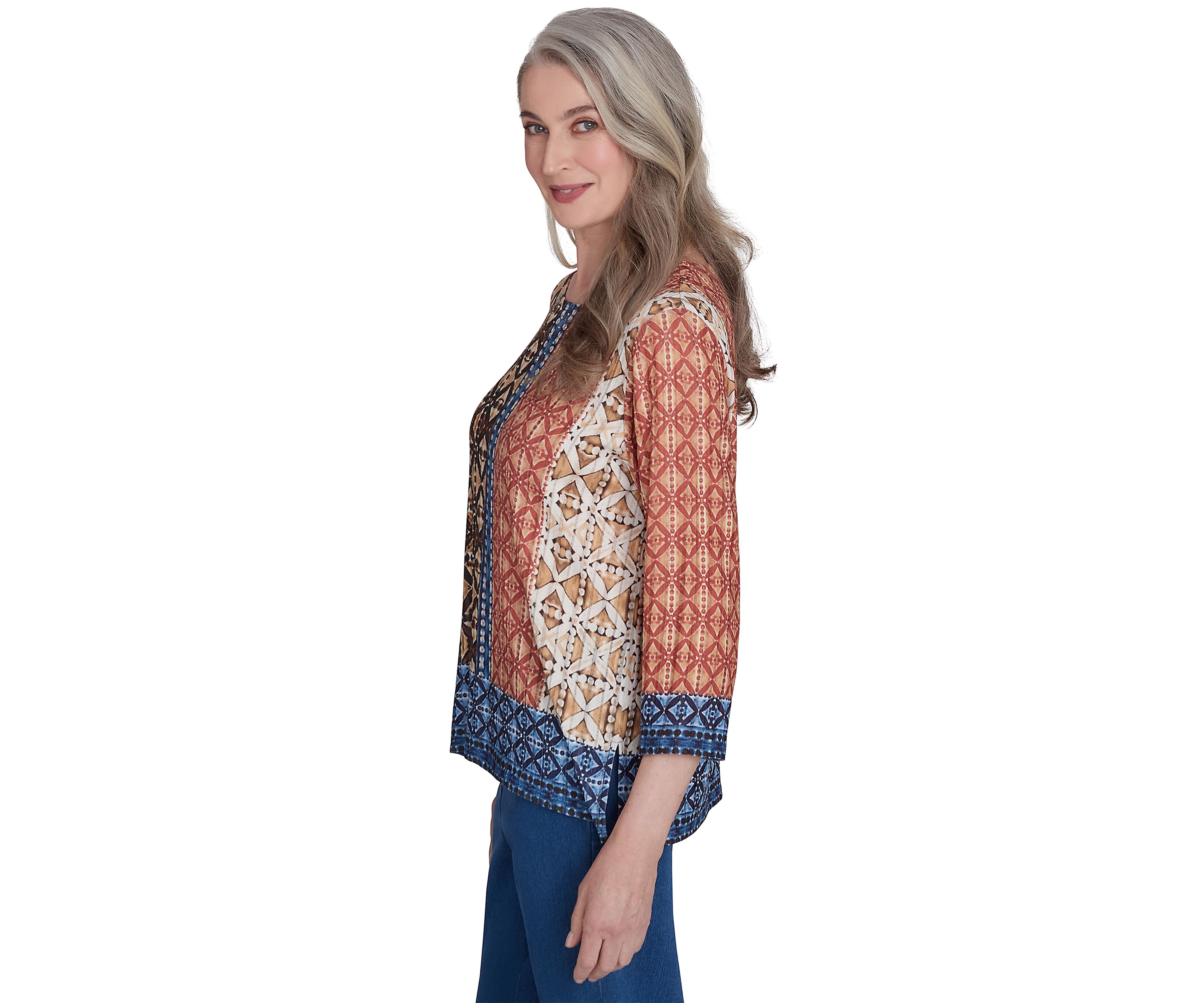 Petite Harvest Moon Batik Texture Border Top 