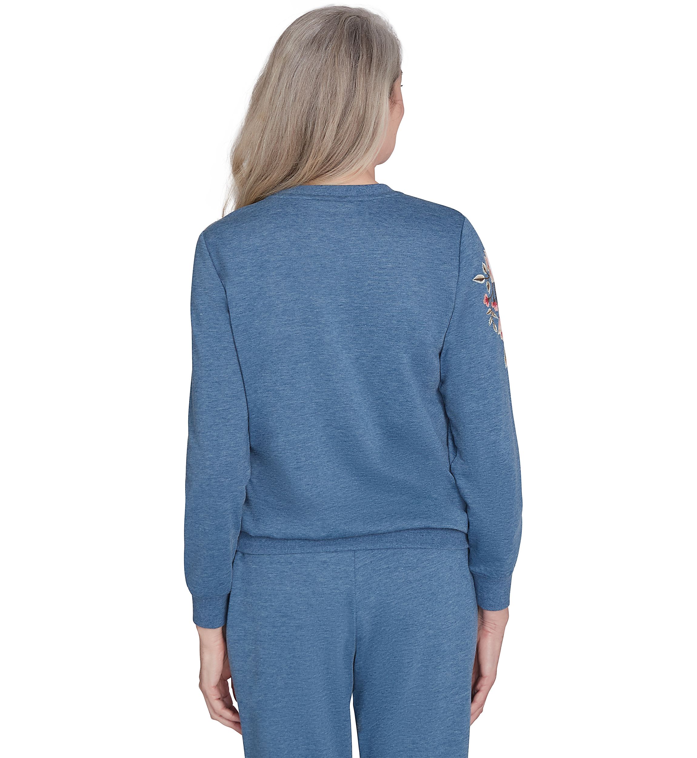 Womens Casual Fridays Spliced Floral Embroidery Top