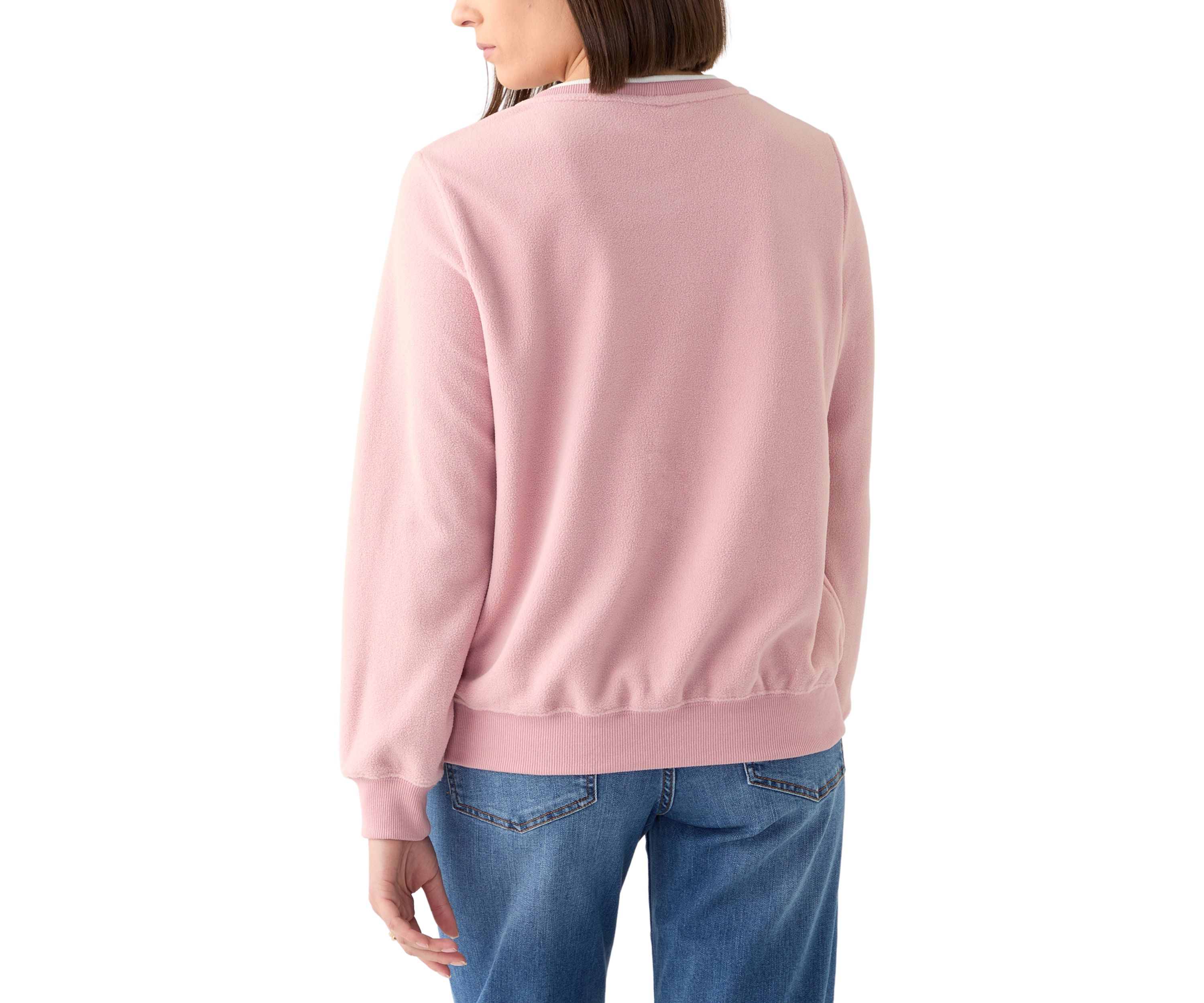 Womens Casual Fridays Sherpa Floral Embroidery Sweater