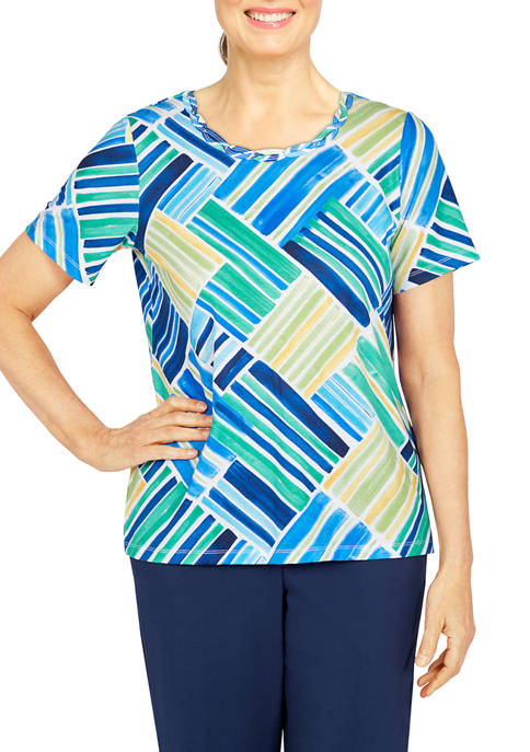 Alfred Dunner Petite Patchwork Print Knit Top