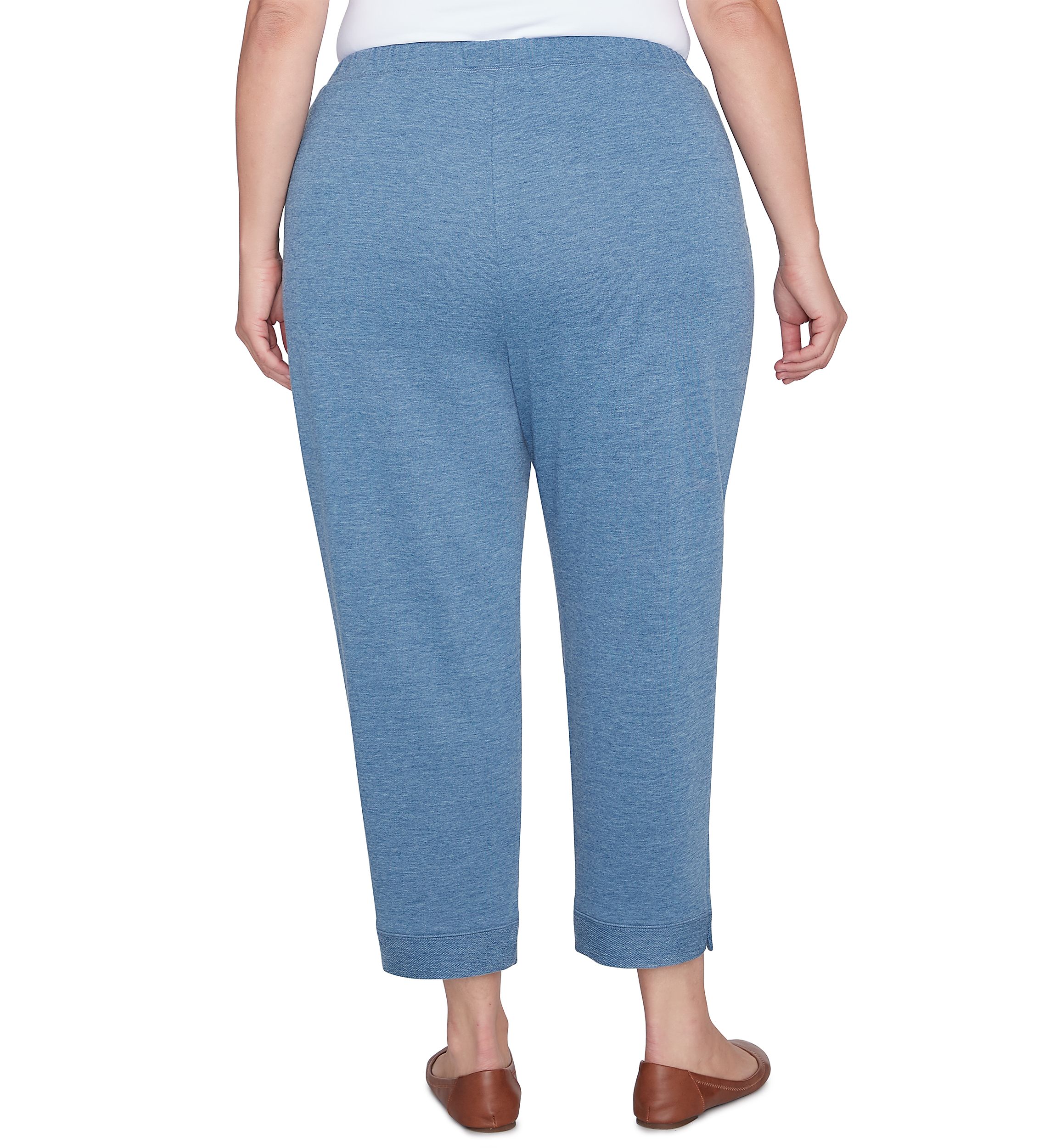 Plus Size Casual Fridays Floral Embroidered Ankle Pants 