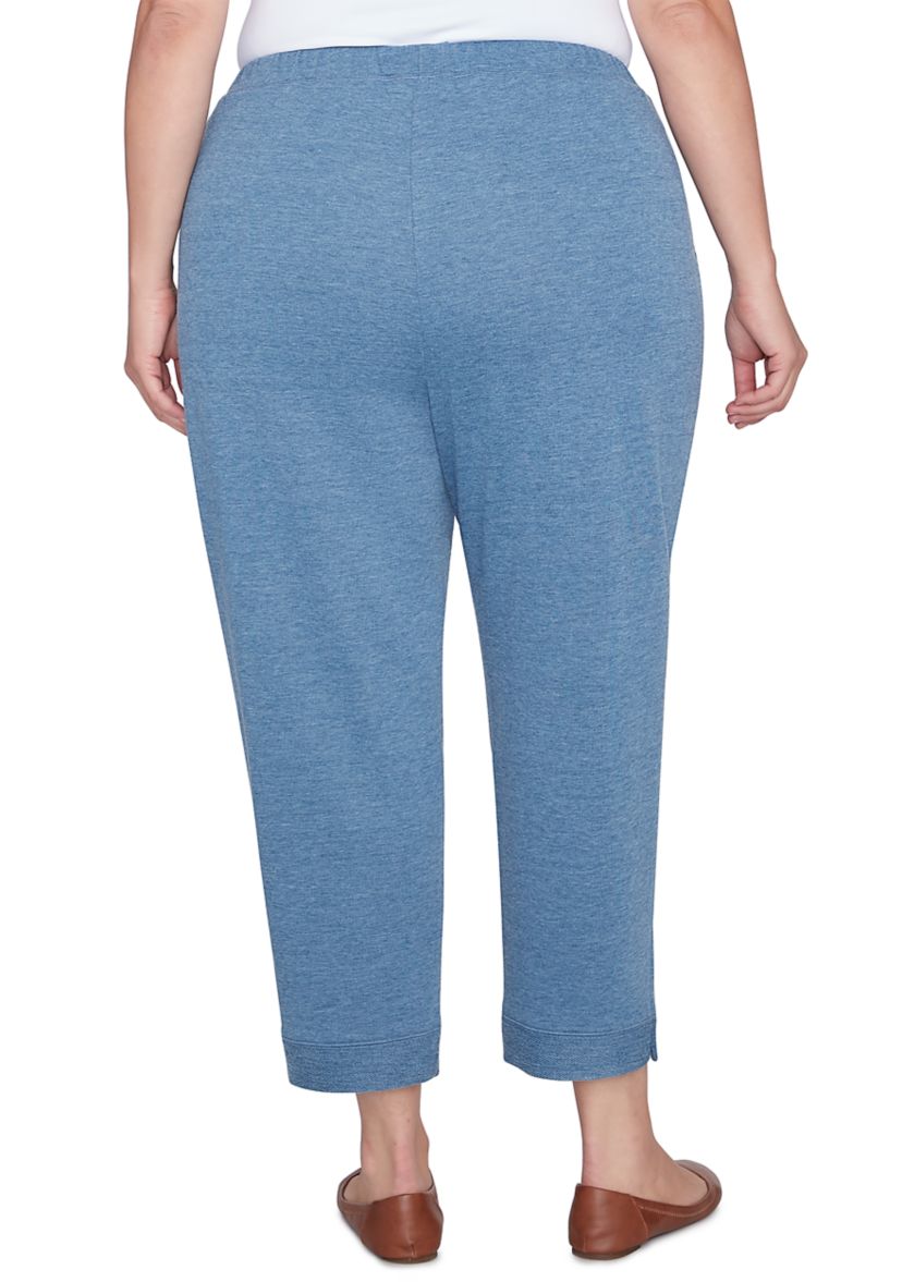 Plus Size Casual Fridays Floral Embroidered Ankle Pants 