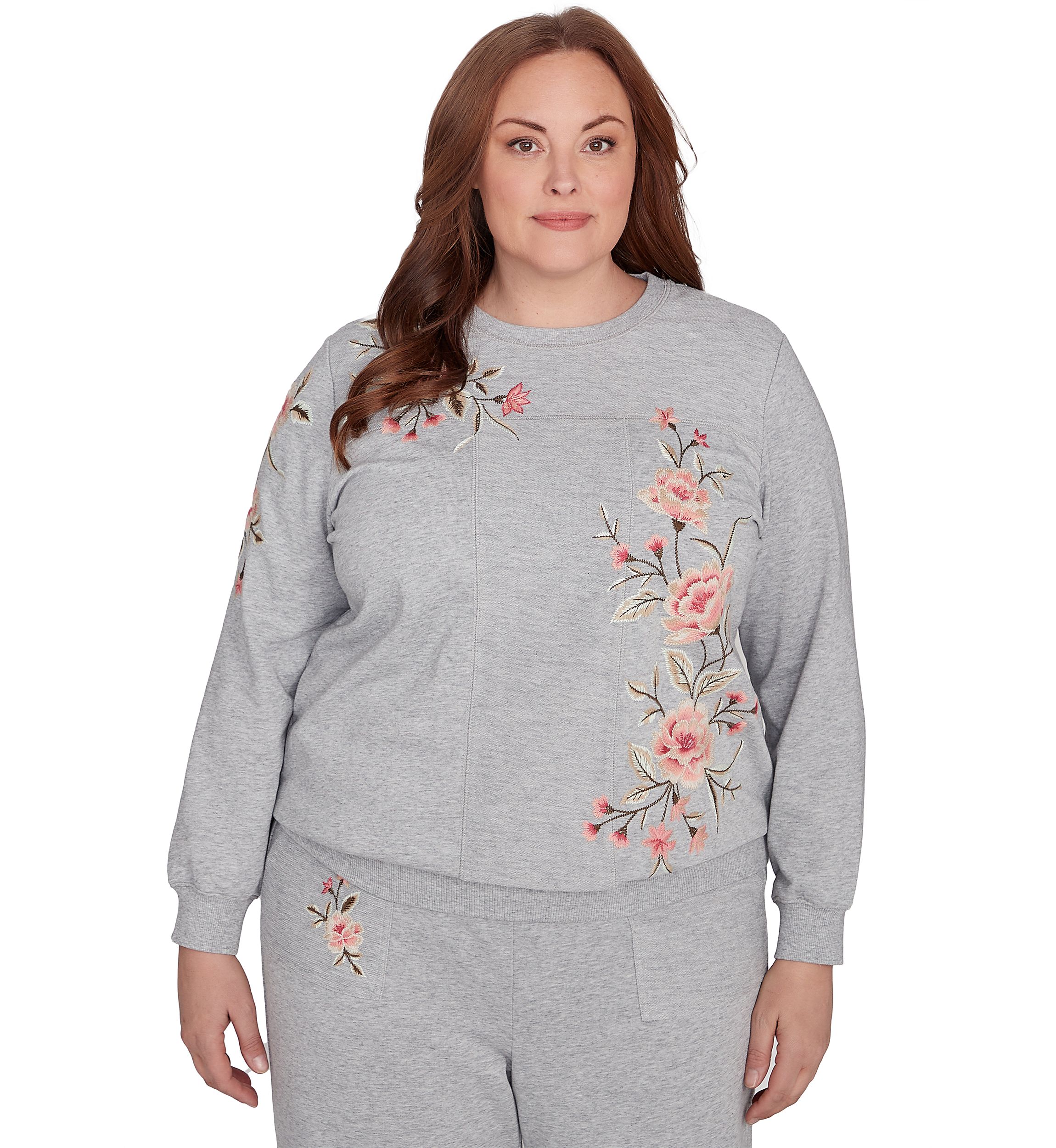 Plus Size Casual Fridays Spliced Floral Embroidery Top
