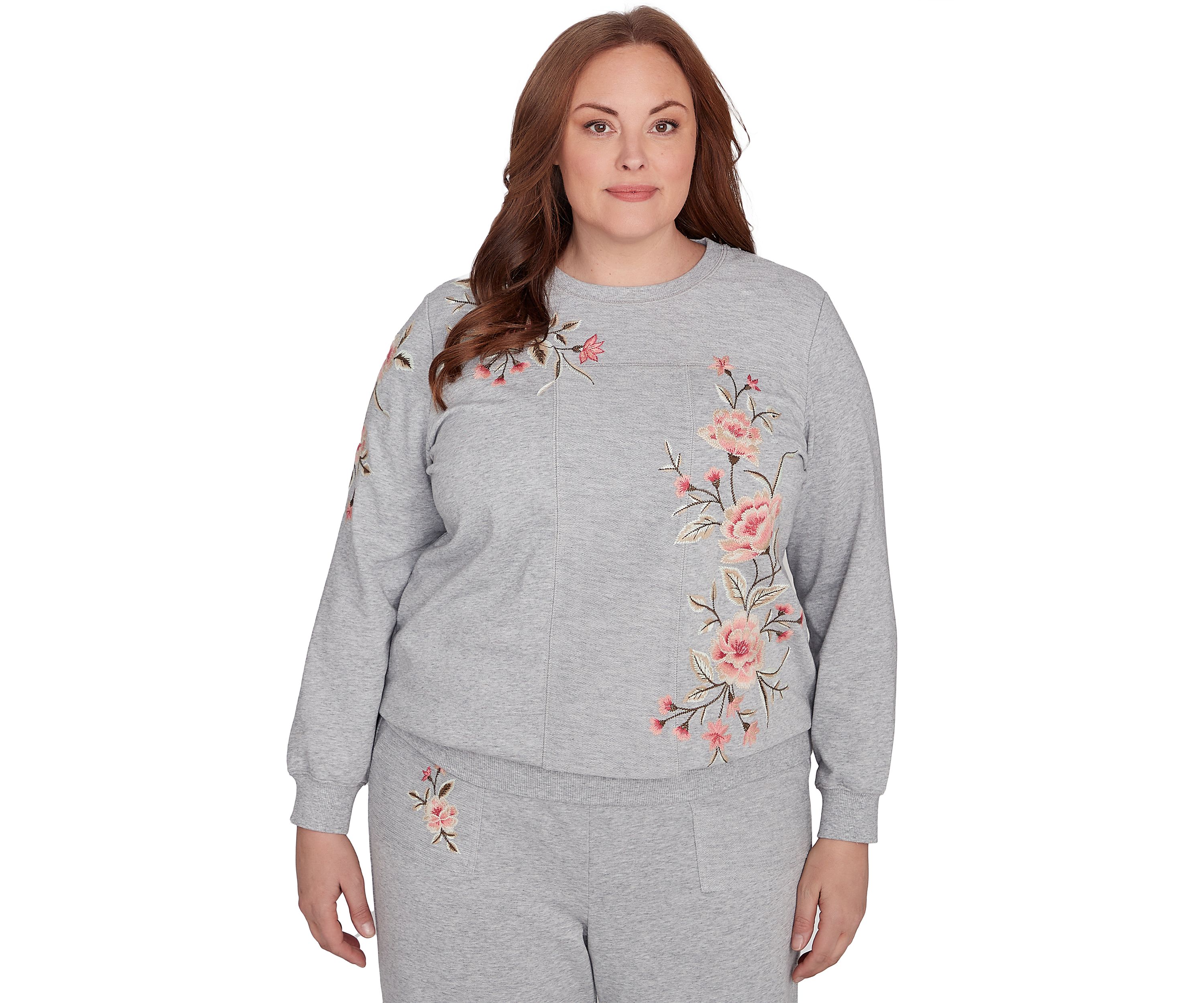 Plus Size Casual Fridays Spliced Floral Embroidery Top