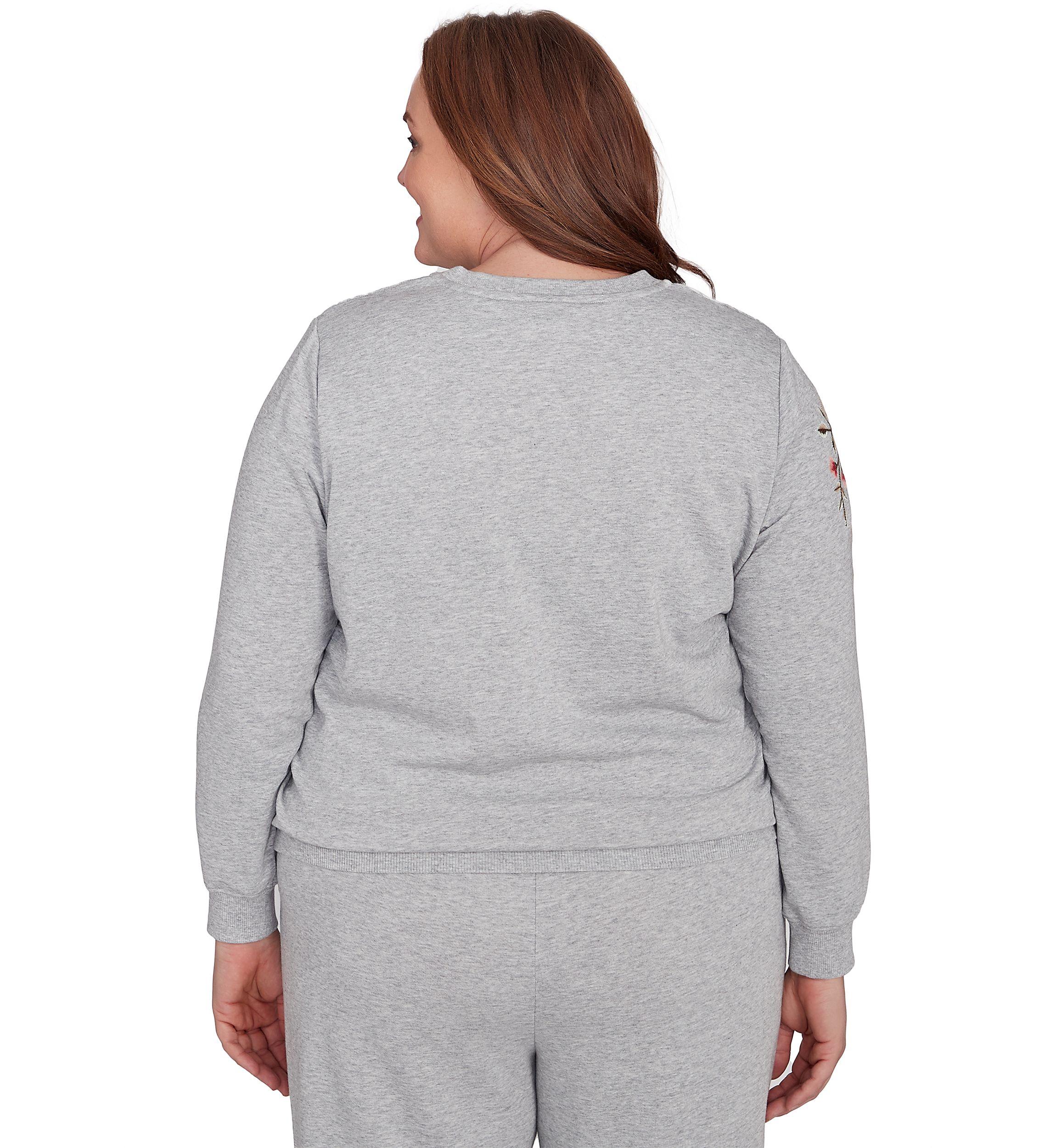 Plus Size Casual Fridays Spliced Floral Embroidery Top
