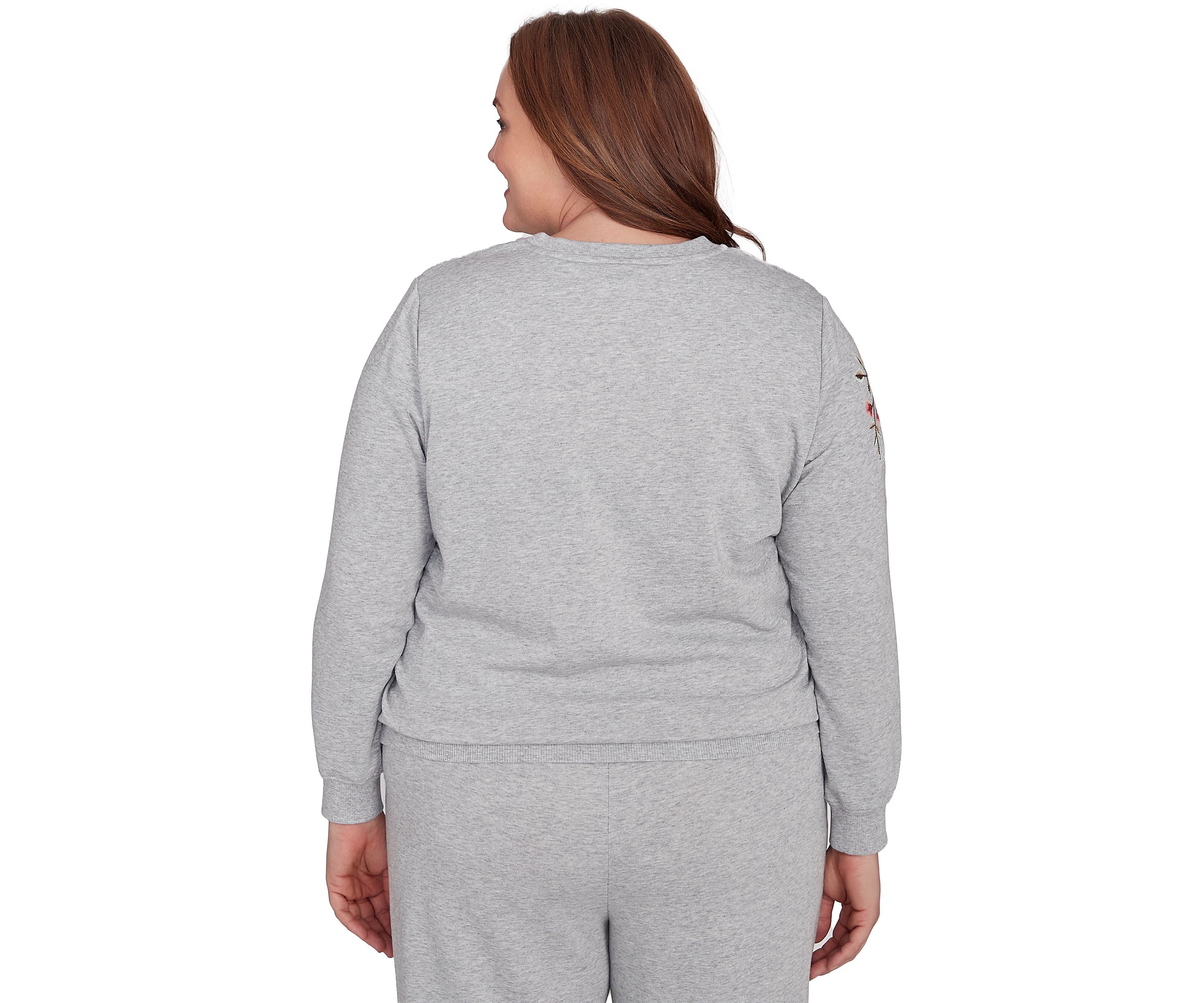 Plus Size Casual Fridays Spliced Floral Embroidery Top