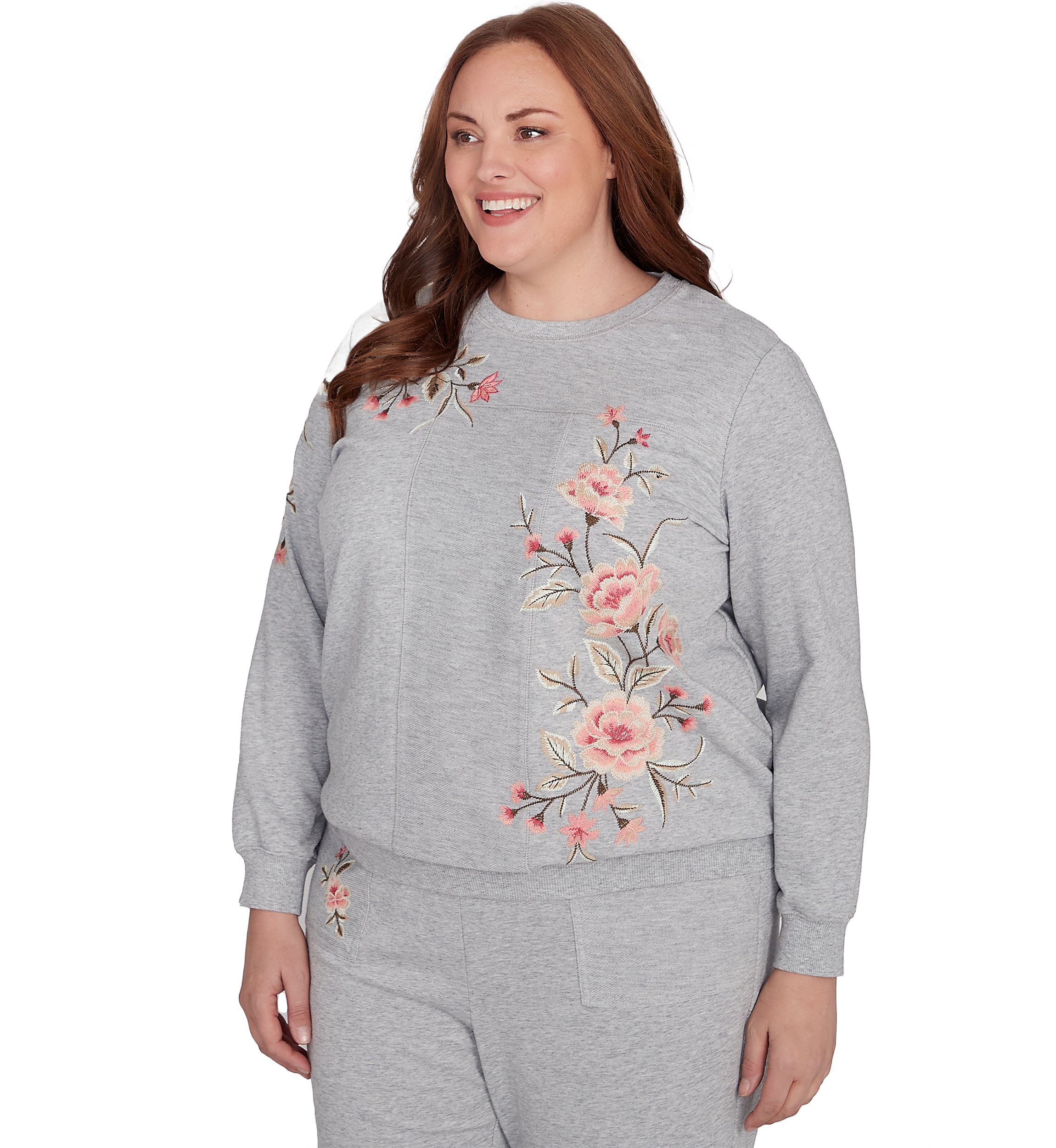 Plus Size Casual Fridays Spliced Floral Embroidery Top