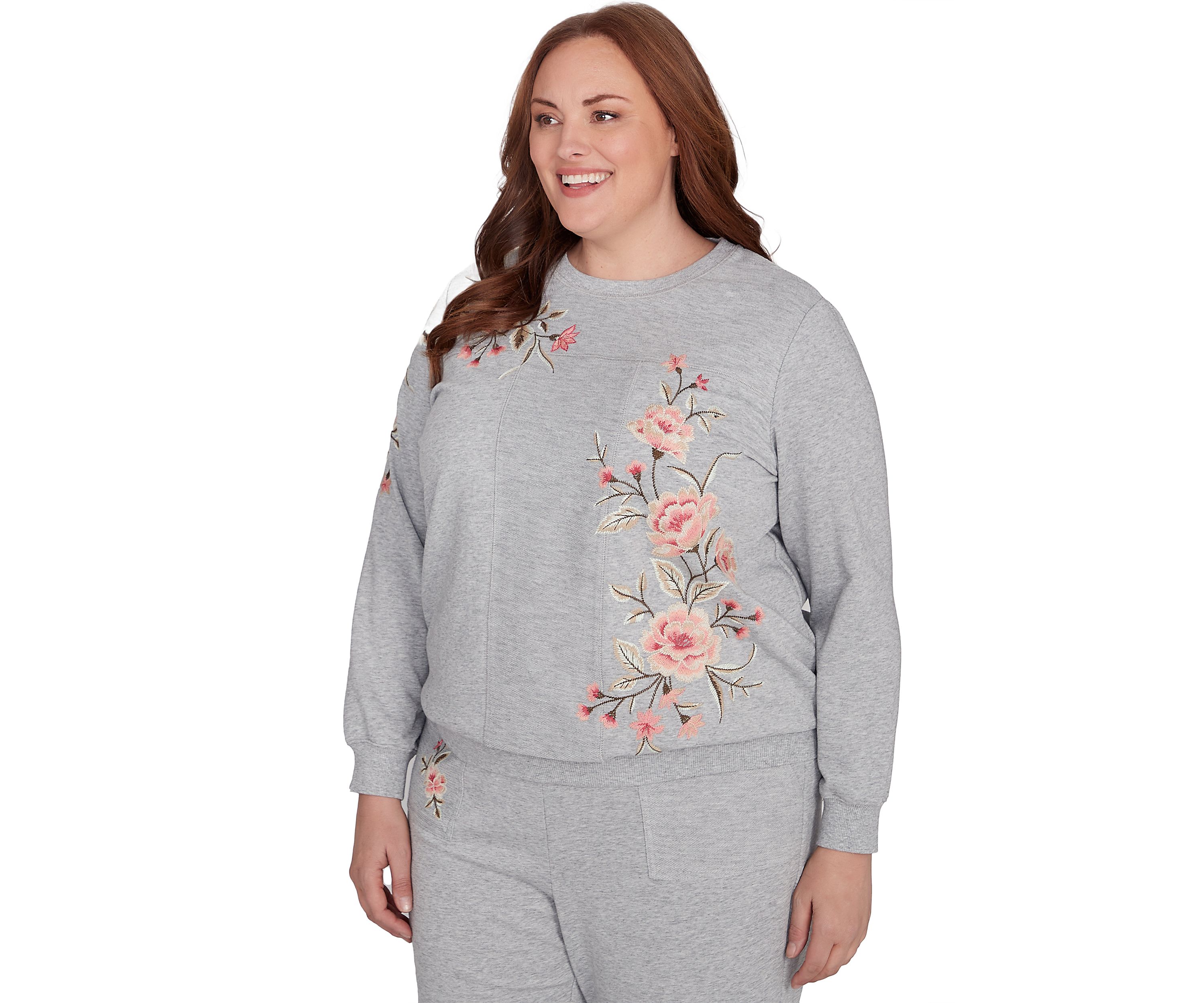 Plus Size Casual Fridays Spliced Floral Embroidery Top