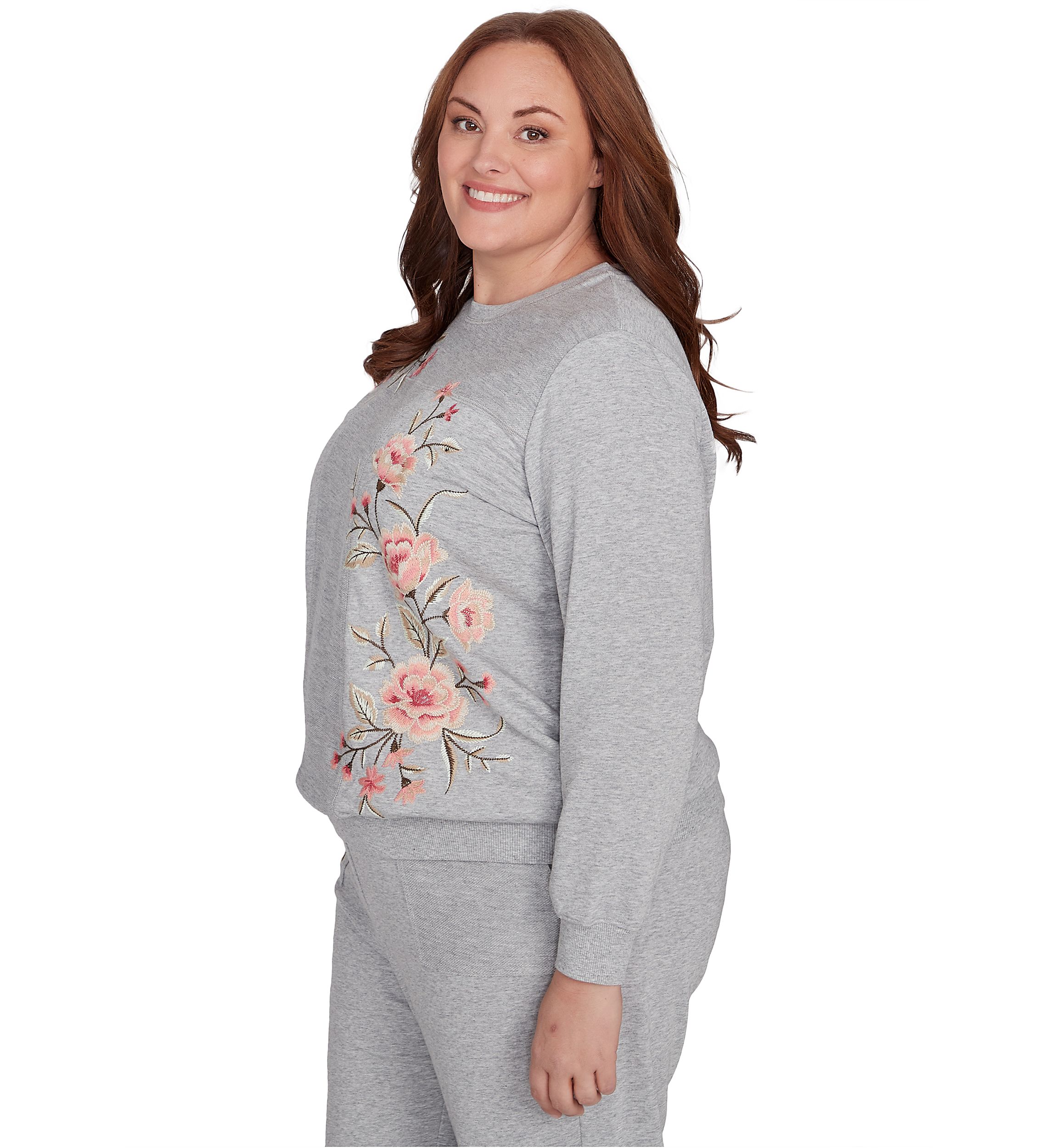 Plus Size Casual Fridays Spliced Floral Embroidery Top