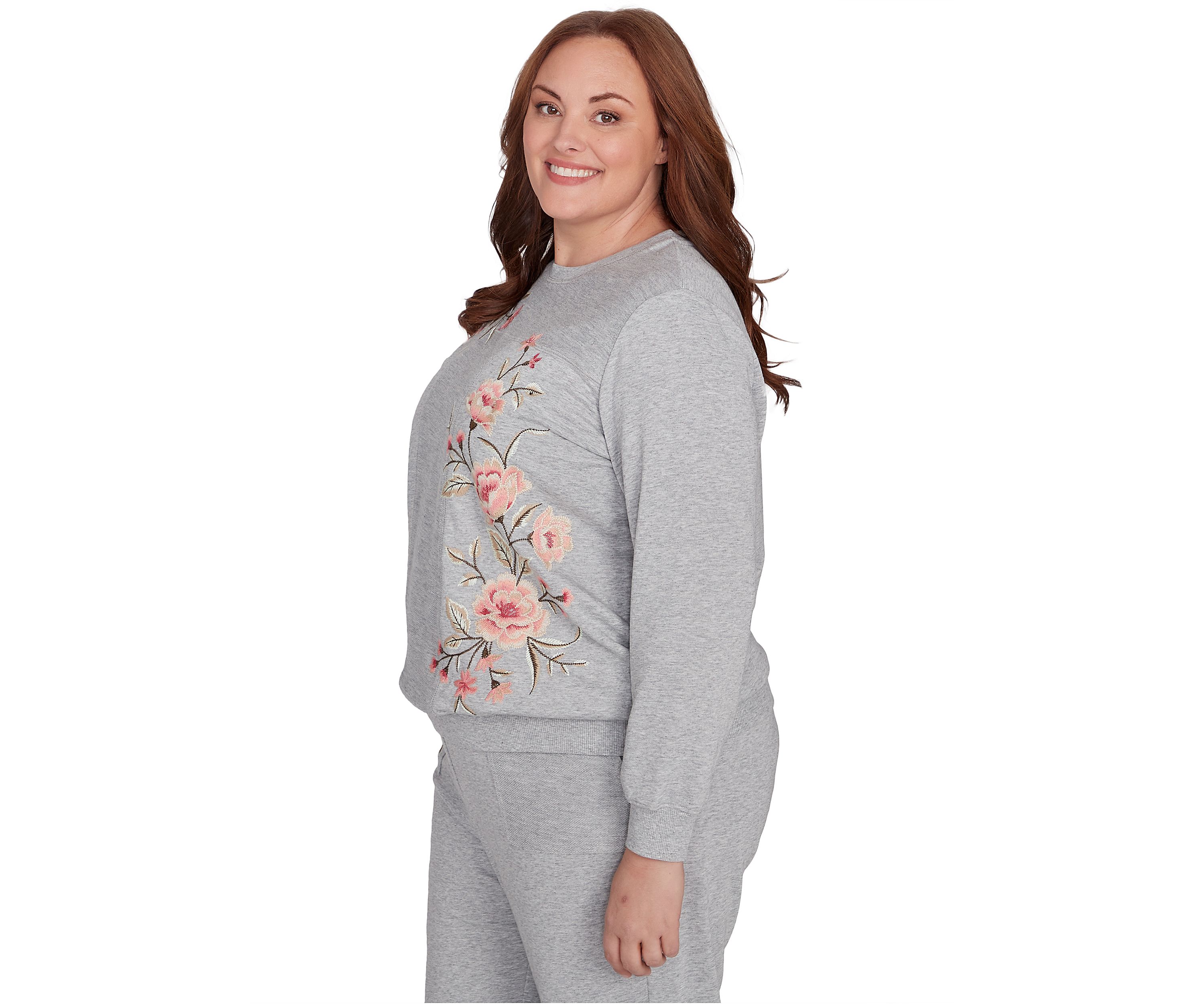 Plus Size Casual Fridays Spliced Floral Embroidery Top