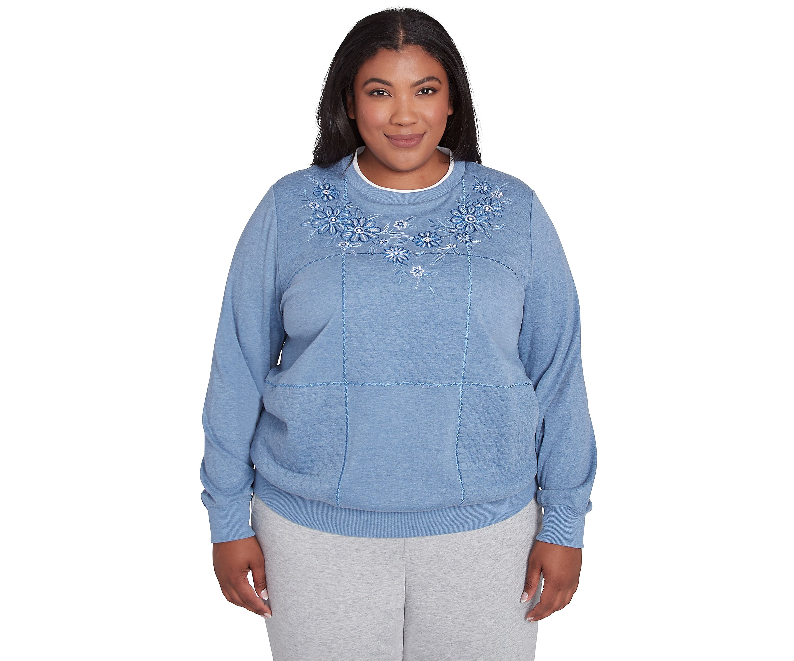 Plus Size Casual Fridays Embroidered Boxes Top