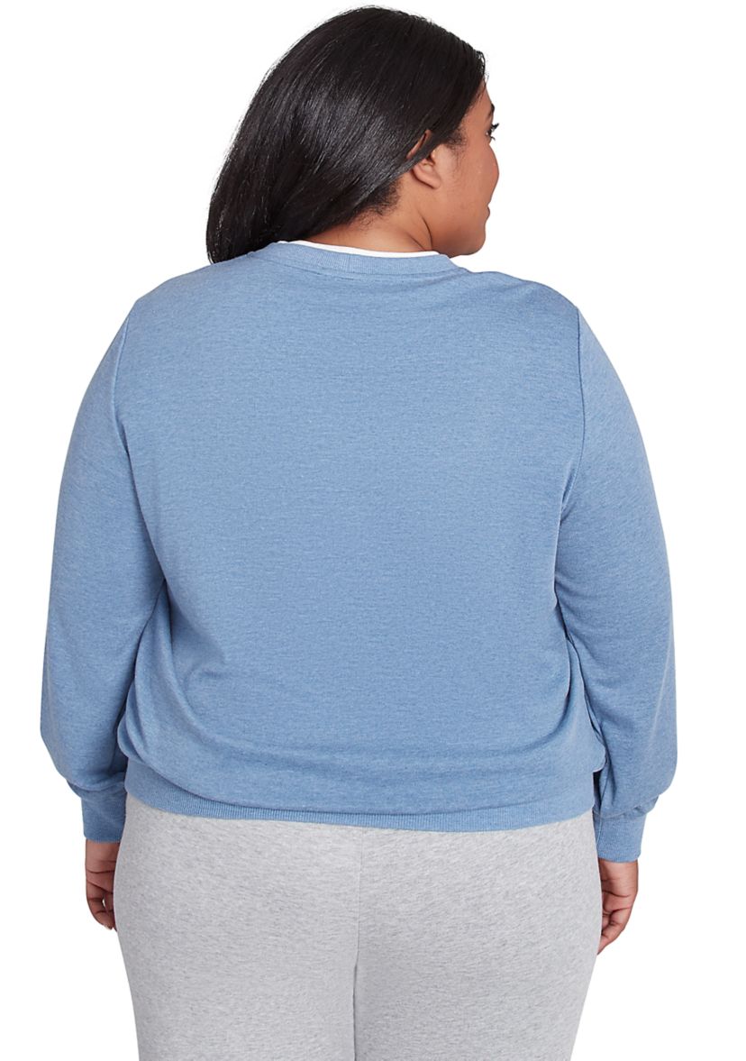 Plus Size Casual Fridays Embroidered Boxes Top
