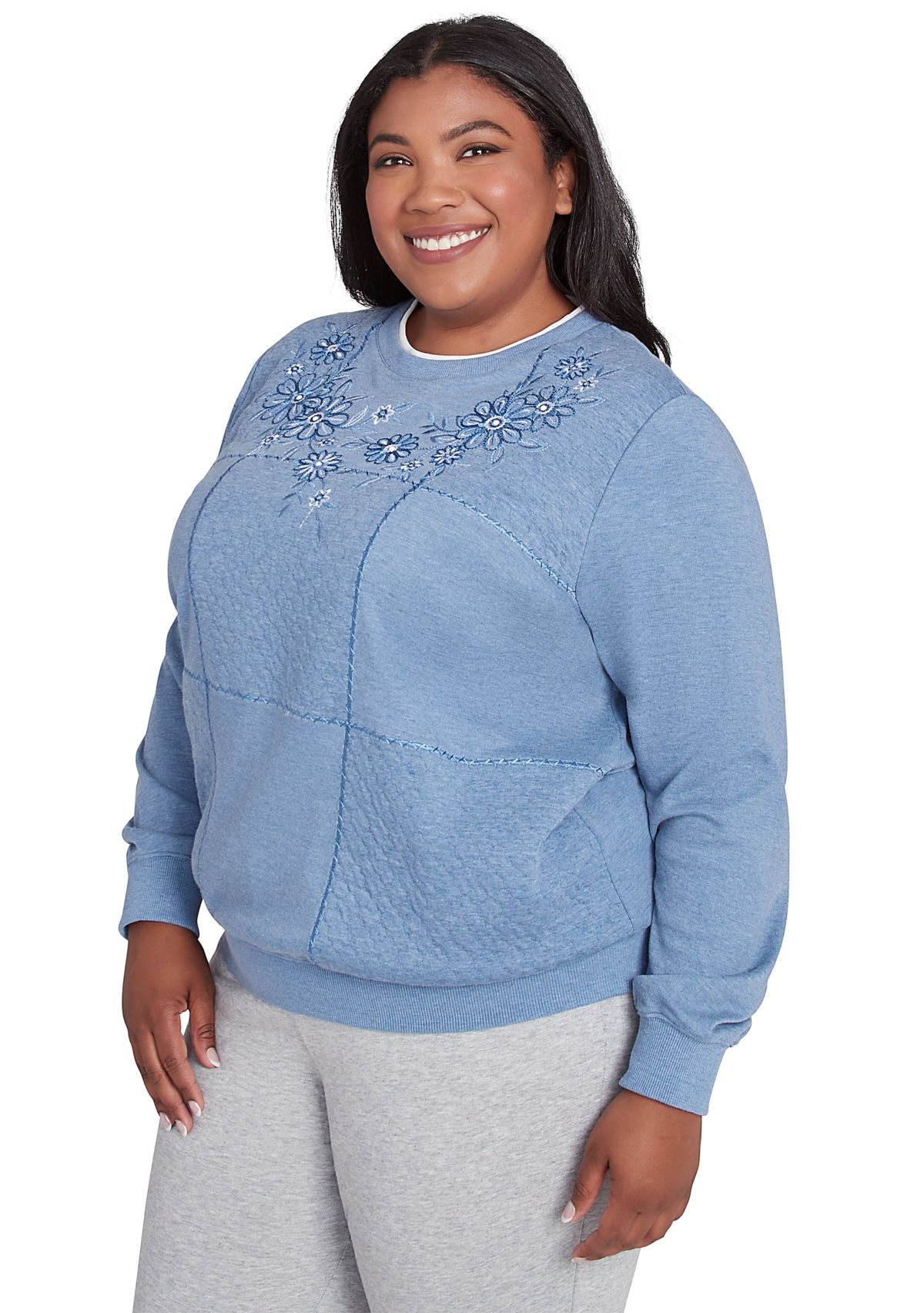 Plus Size Casual Fridays Embroidered Boxes Top