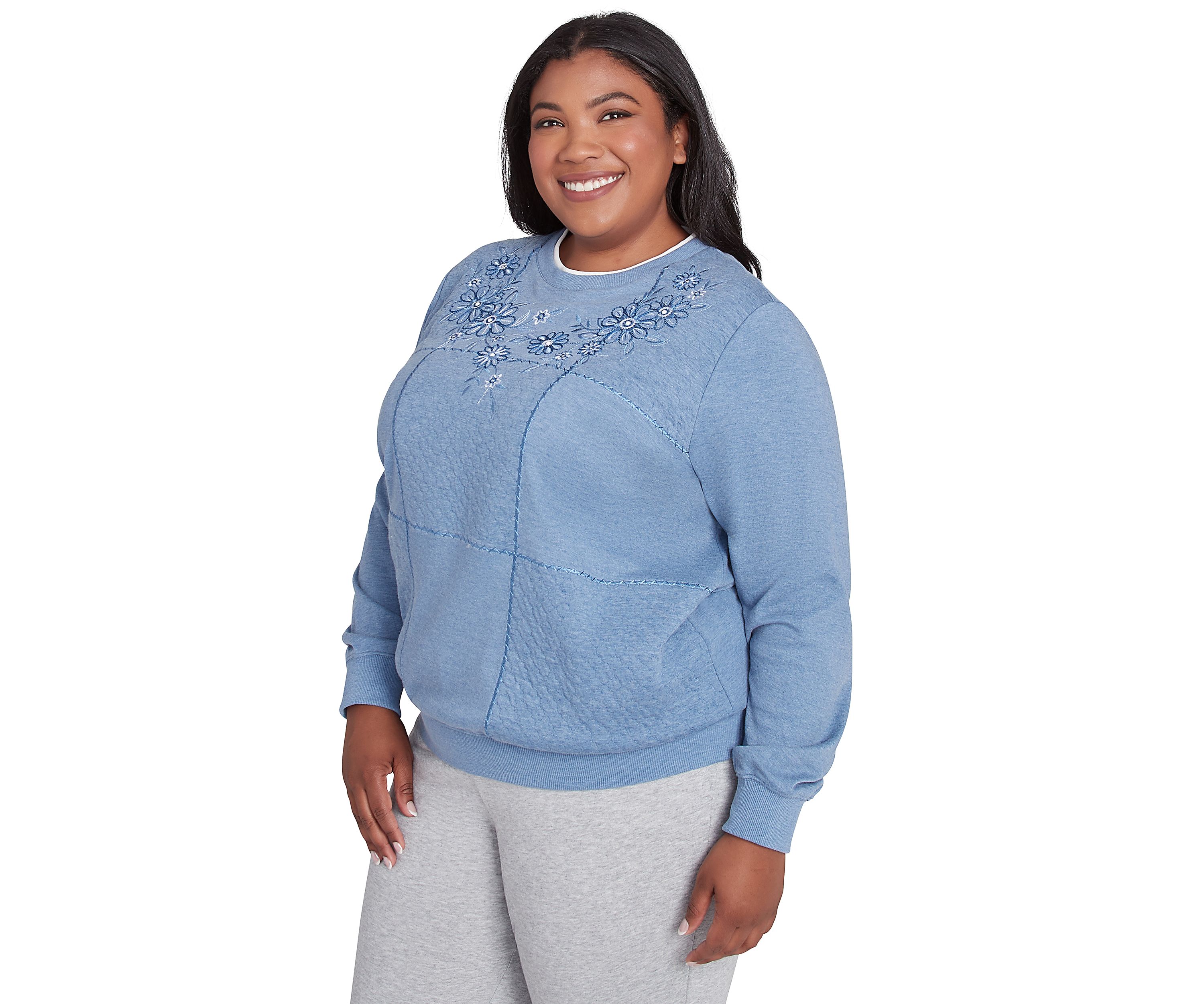 Plus Size Casual Fridays Embroidered Boxes Top