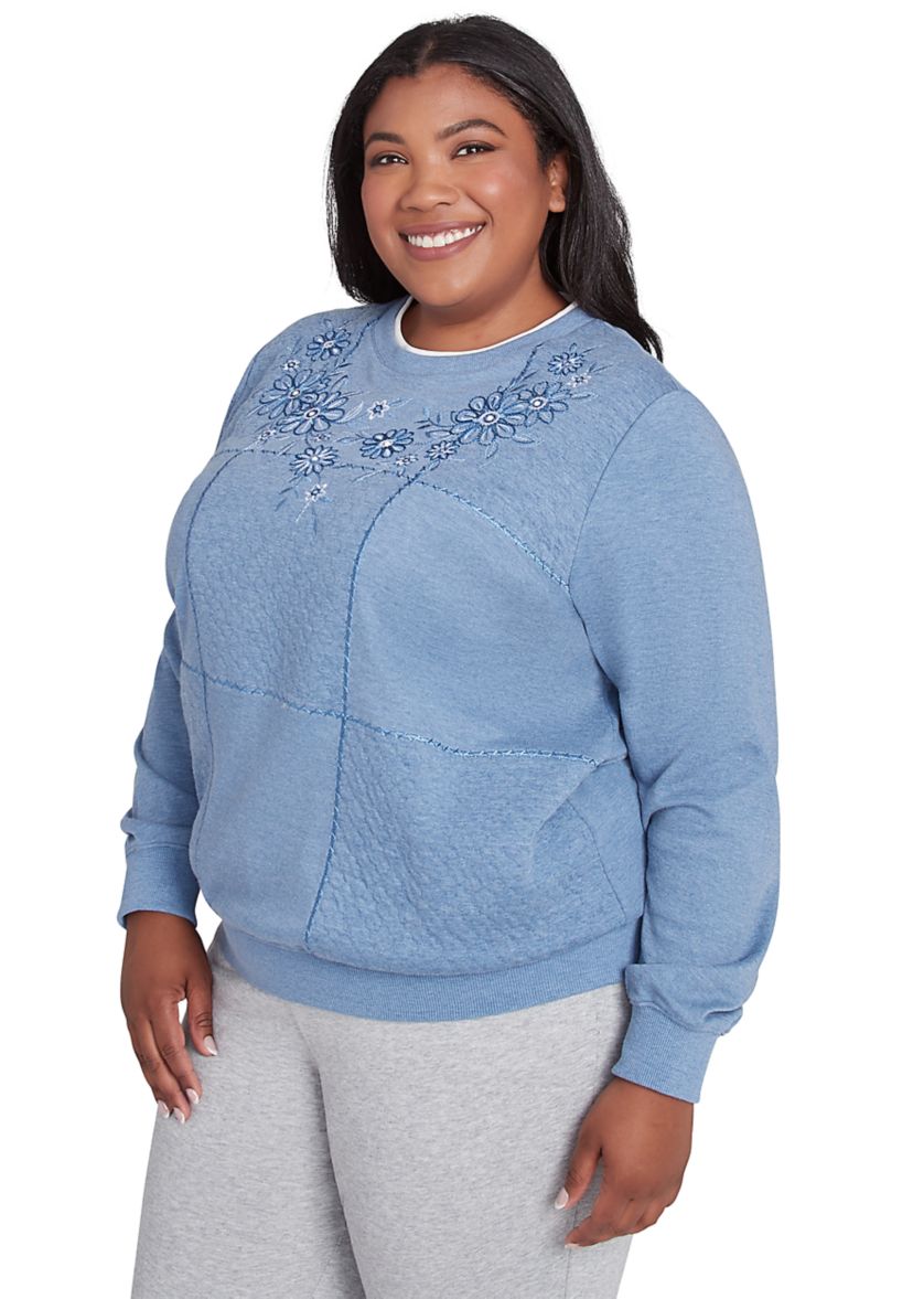 Plus Size Casual Fridays Embroidered Boxes Top
