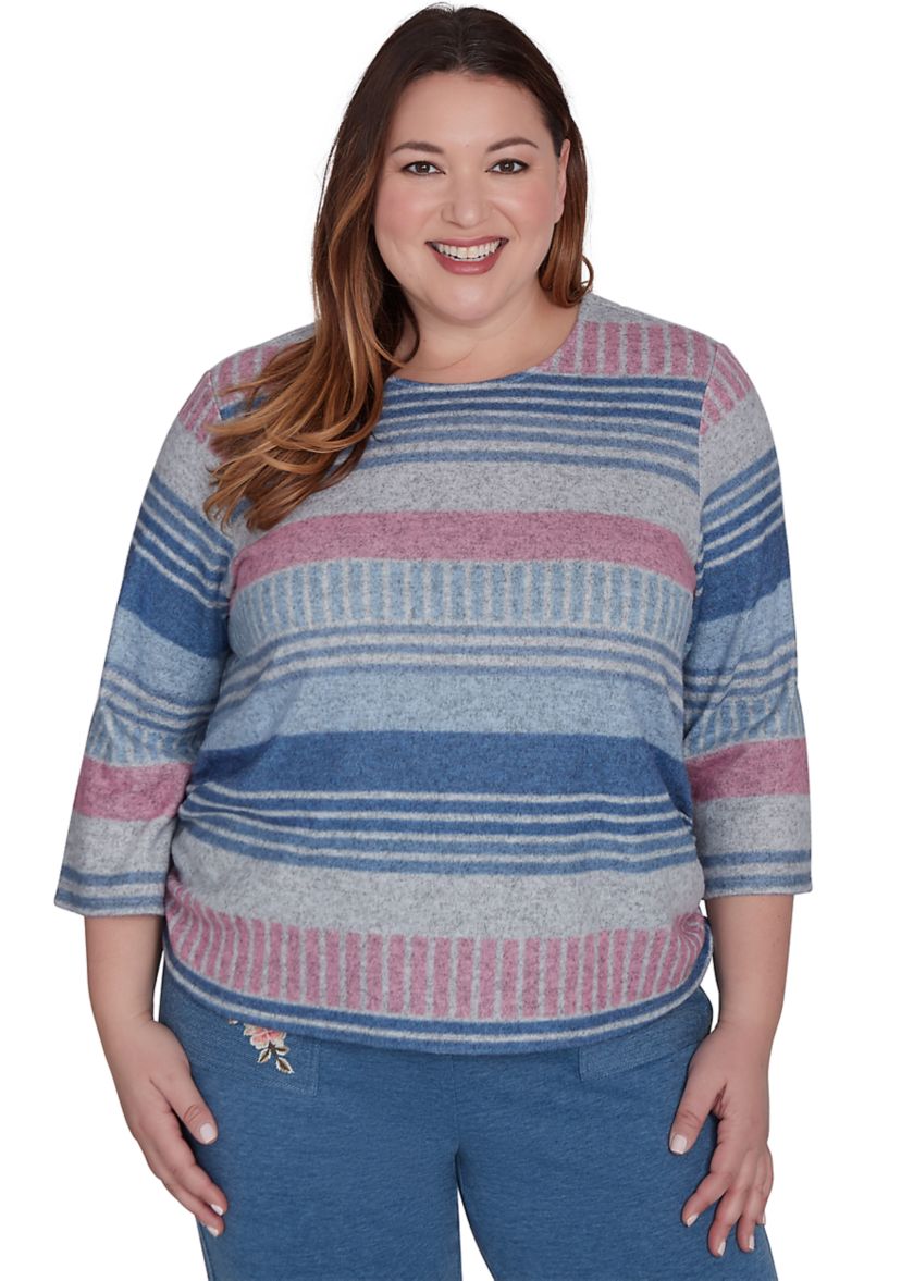 Plus Size Casual Fridays Watercolor Biadere Top 