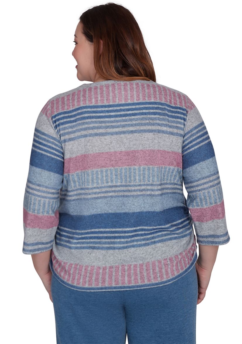 Plus Size Casual Fridays Watercolor Biadere Top 