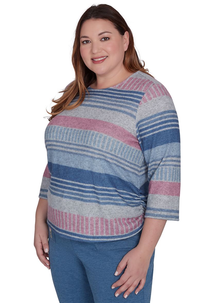 Plus Size Casual Fridays Watercolor Biadere Top 