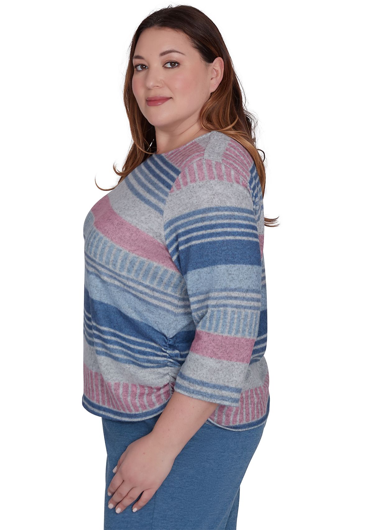 Plus Size Casual Fridays Watercolor Biadere Top 