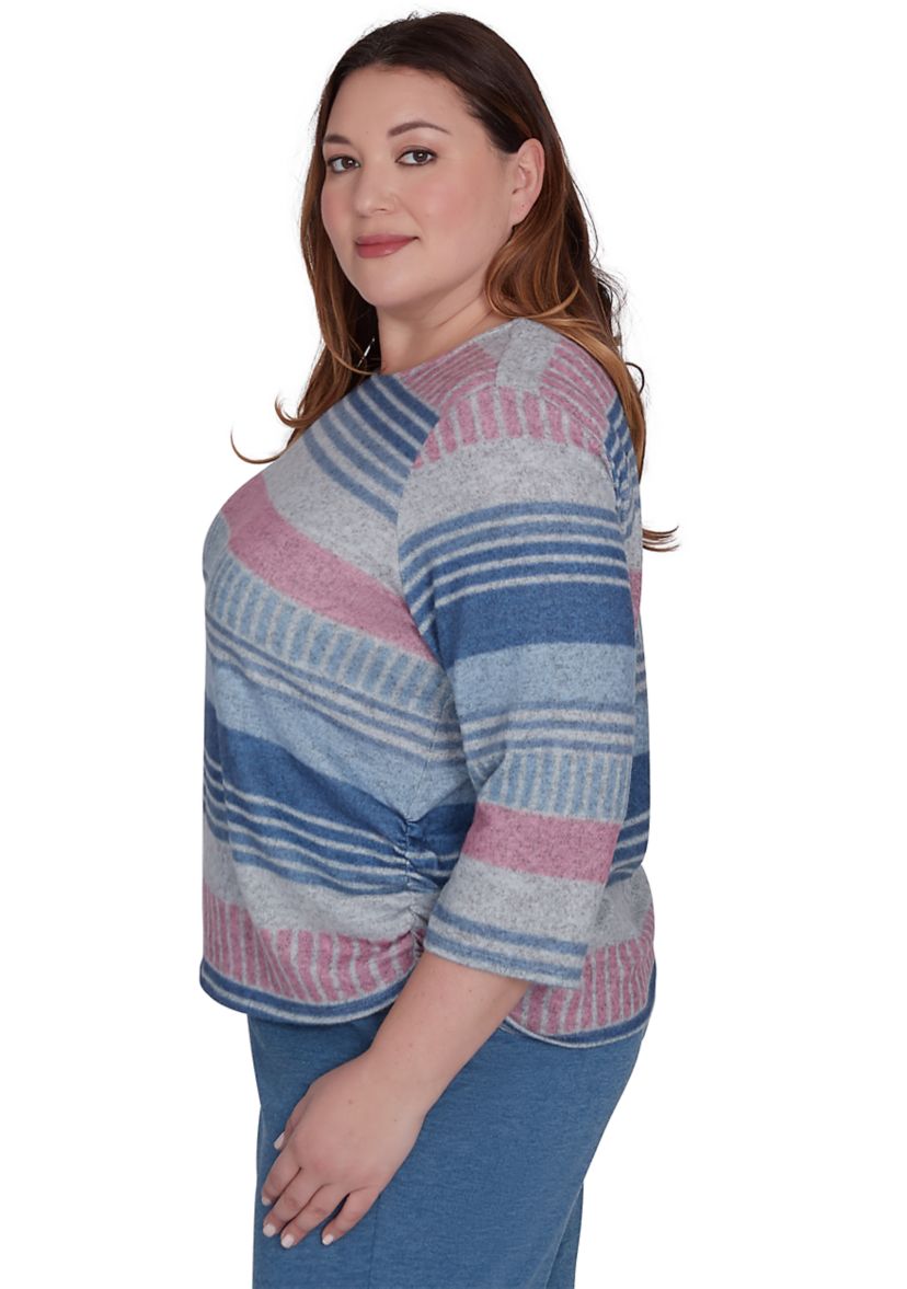 Plus Size Casual Fridays Watercolor Biadere Top 