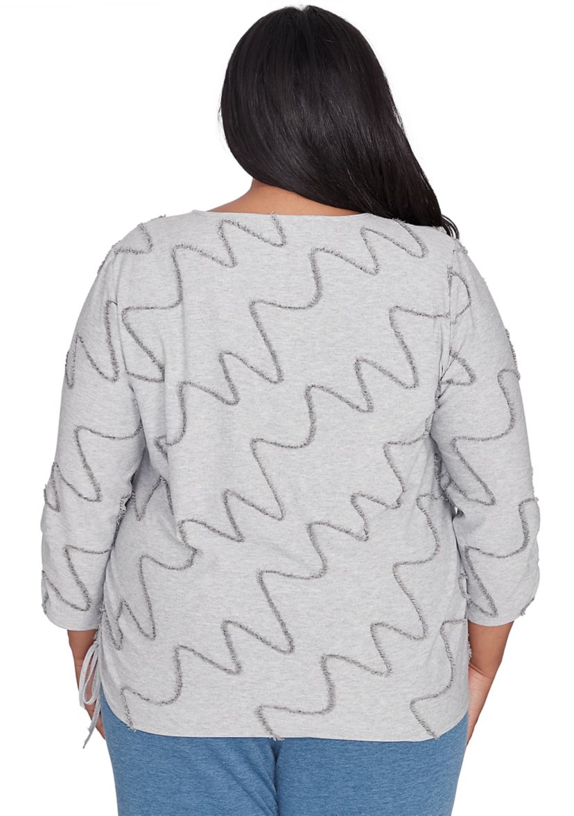 Plus Size Casual Fridays Eyelash Diagonal Textured Top 