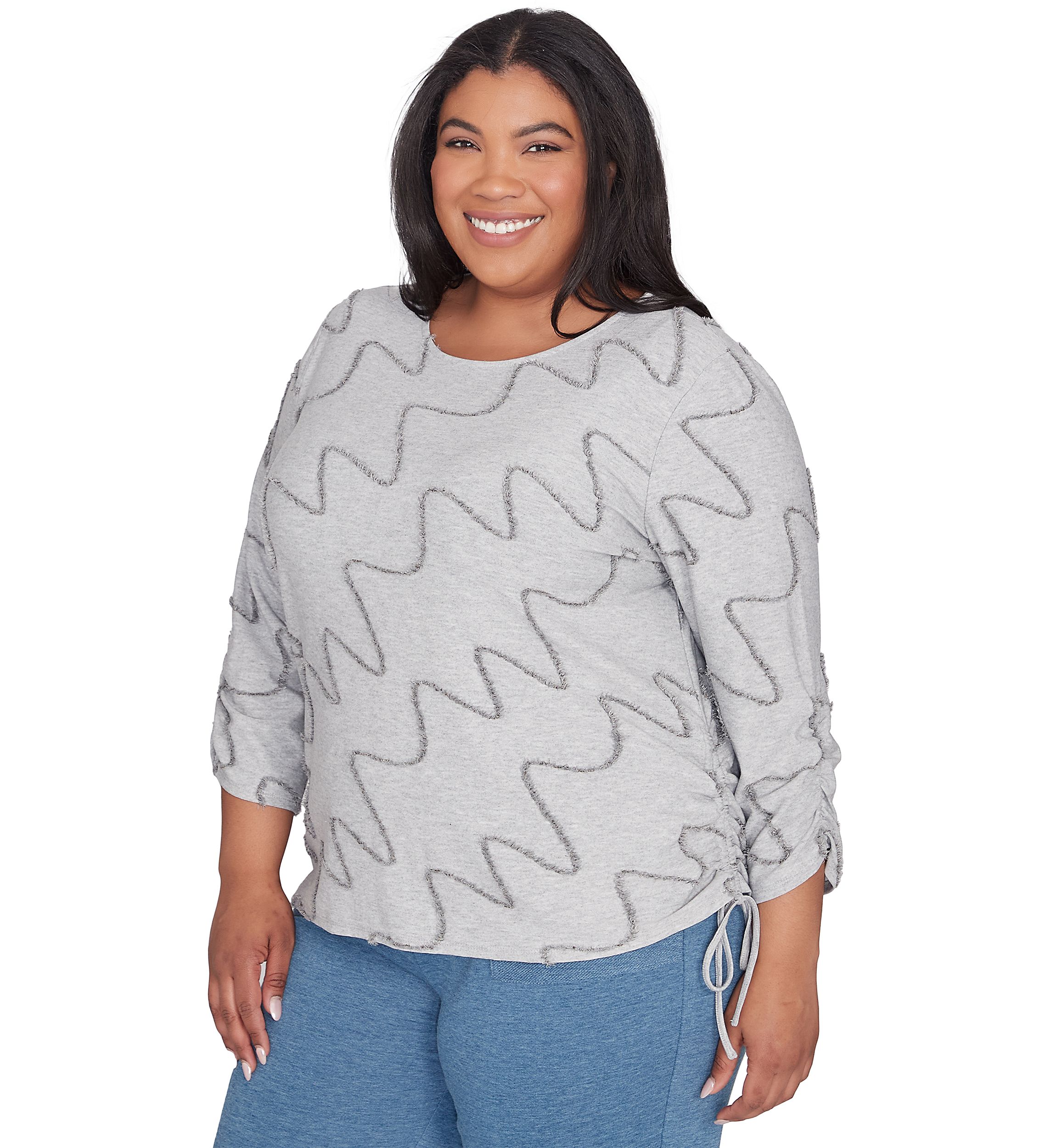 Plus Size Casual Fridays Eyelash Diagonal Textured Top 