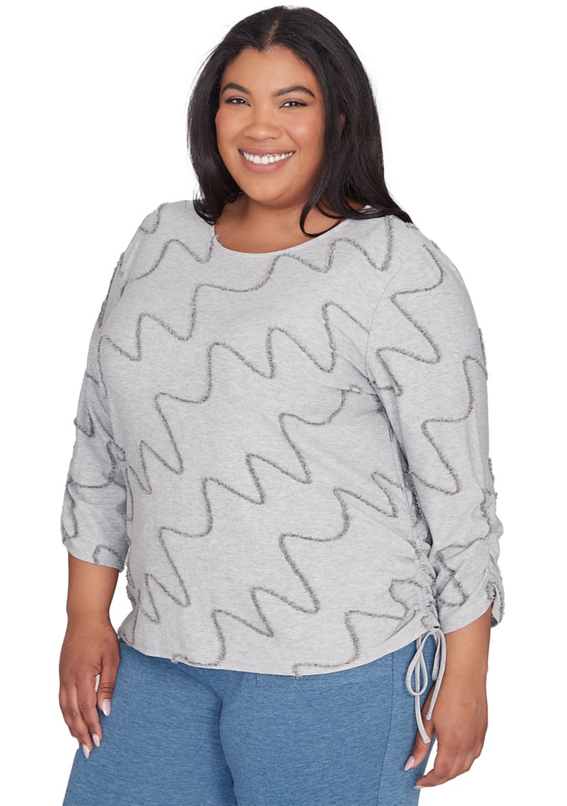 Plus Size Casual Fridays Eyelash Diagonal Textured Top 