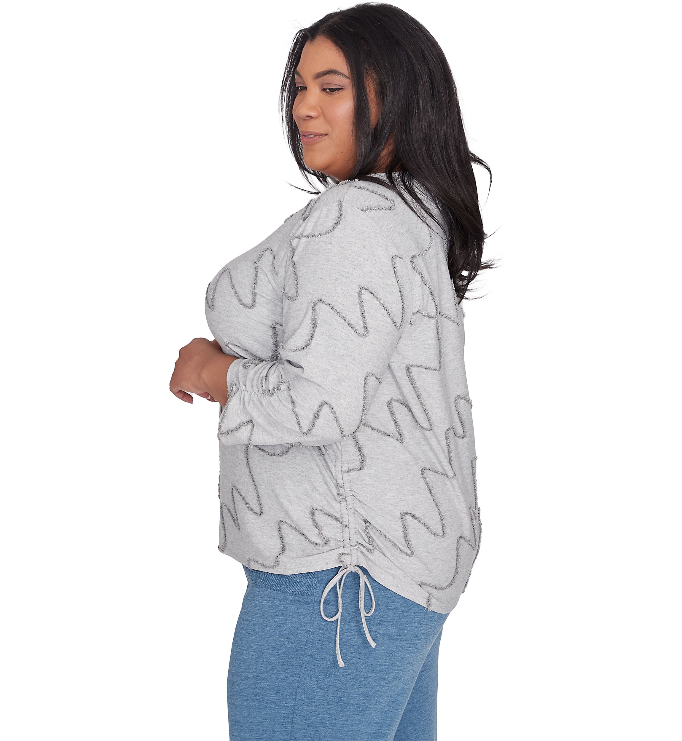 Plus Size Casual Fridays Eyelash Diagonal Textured Top 