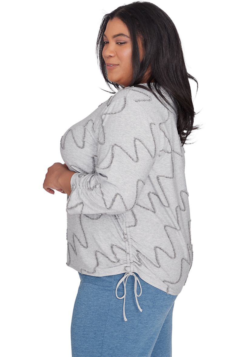 Plus Size Casual Fridays Eyelash Diagonal Textured Top 
