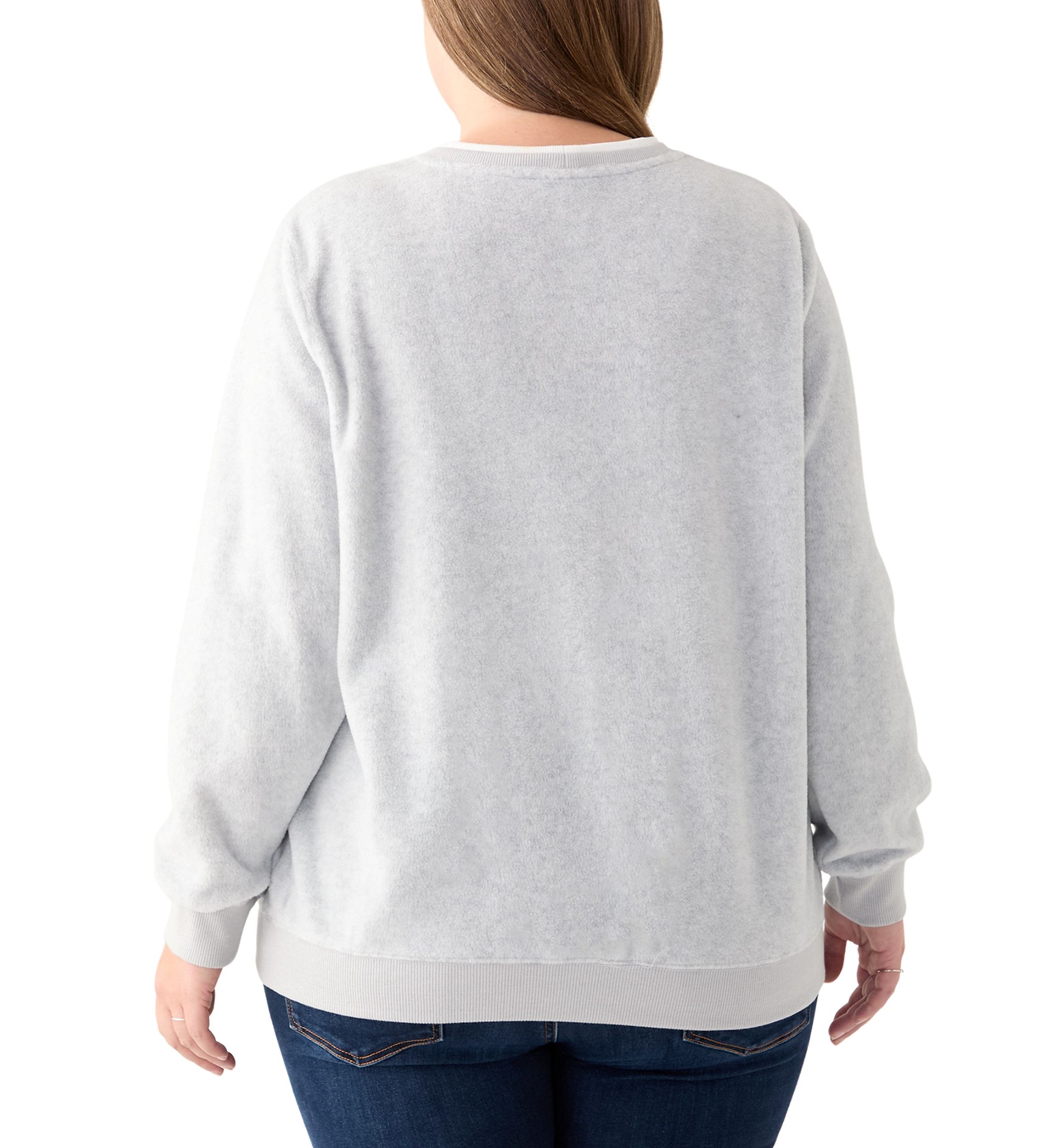 Plus Size Casual Fridays Sherpa Floral Embroidery Sweater