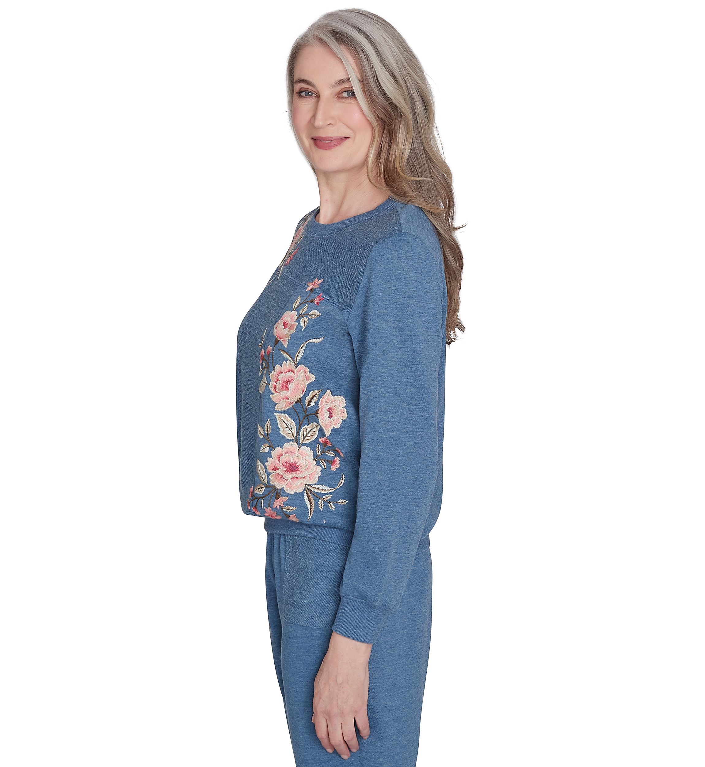 Petite Casual Fridays Spliced Floral Embroidery Top