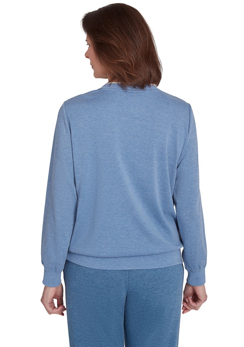 Petite Casual Fridays Embroidered Boxes Top