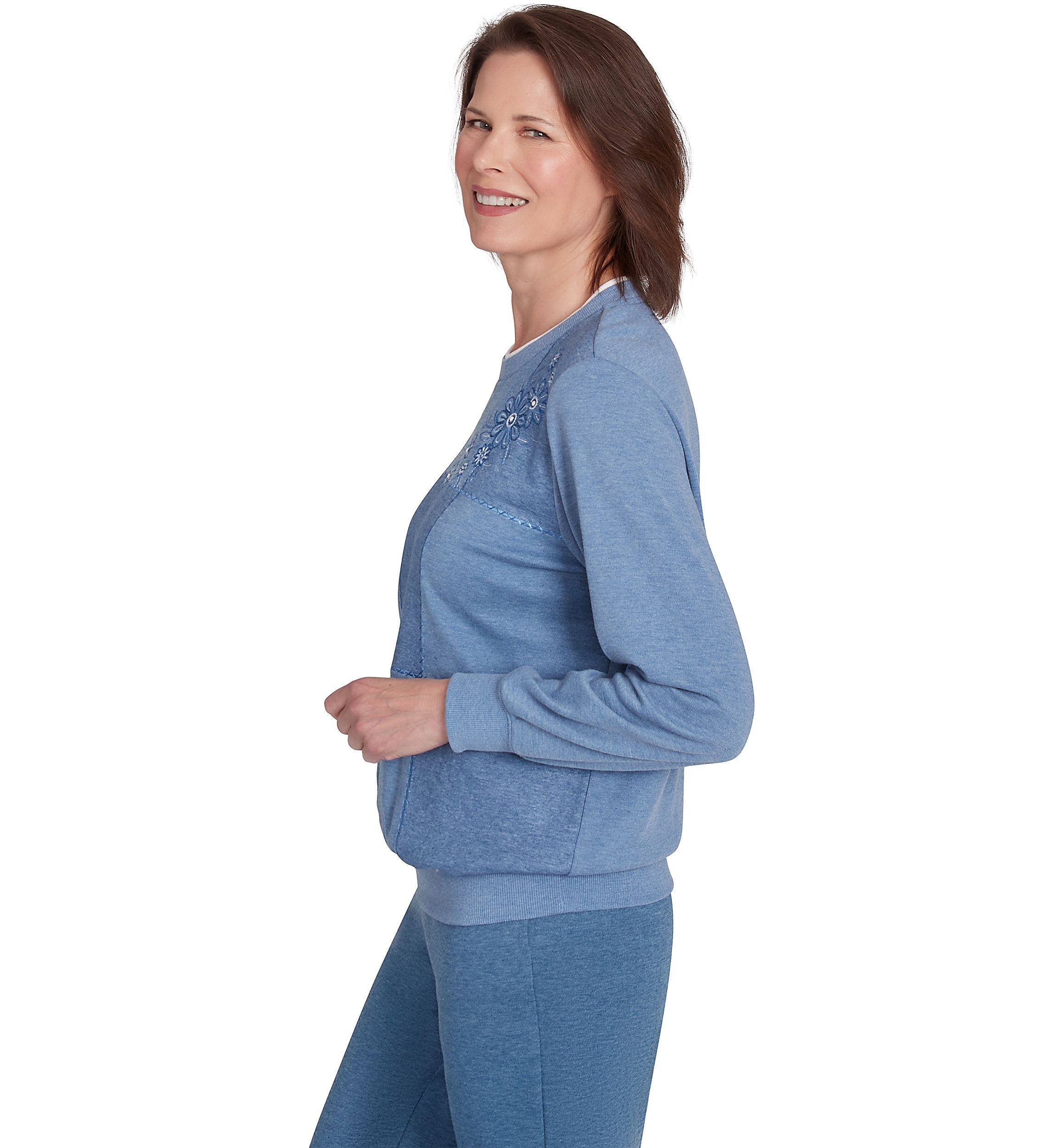 Petite Casual Fridays Embroidered Boxes Top
