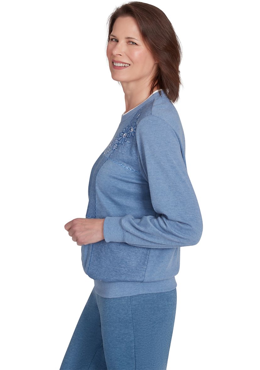 Petite Casual Fridays Embroidered Boxes Top