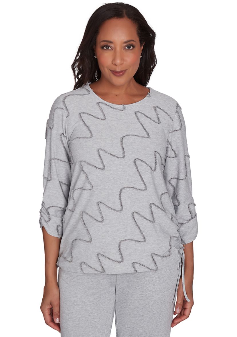 Petite Casual Fridays Eyelash Diagonal Texture Top