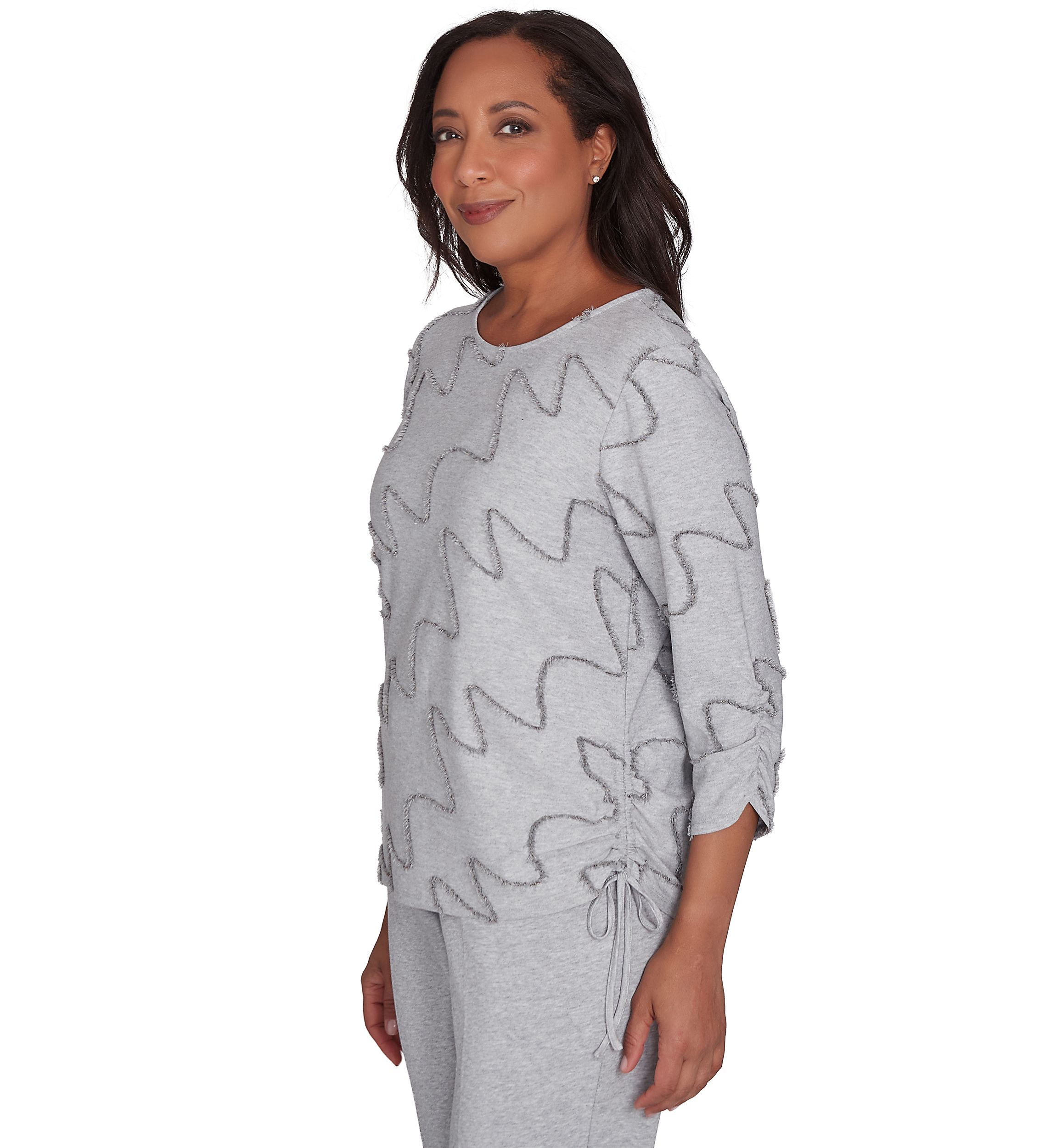 Petite Casual Fridays Eyelash Diagonal Texture Top